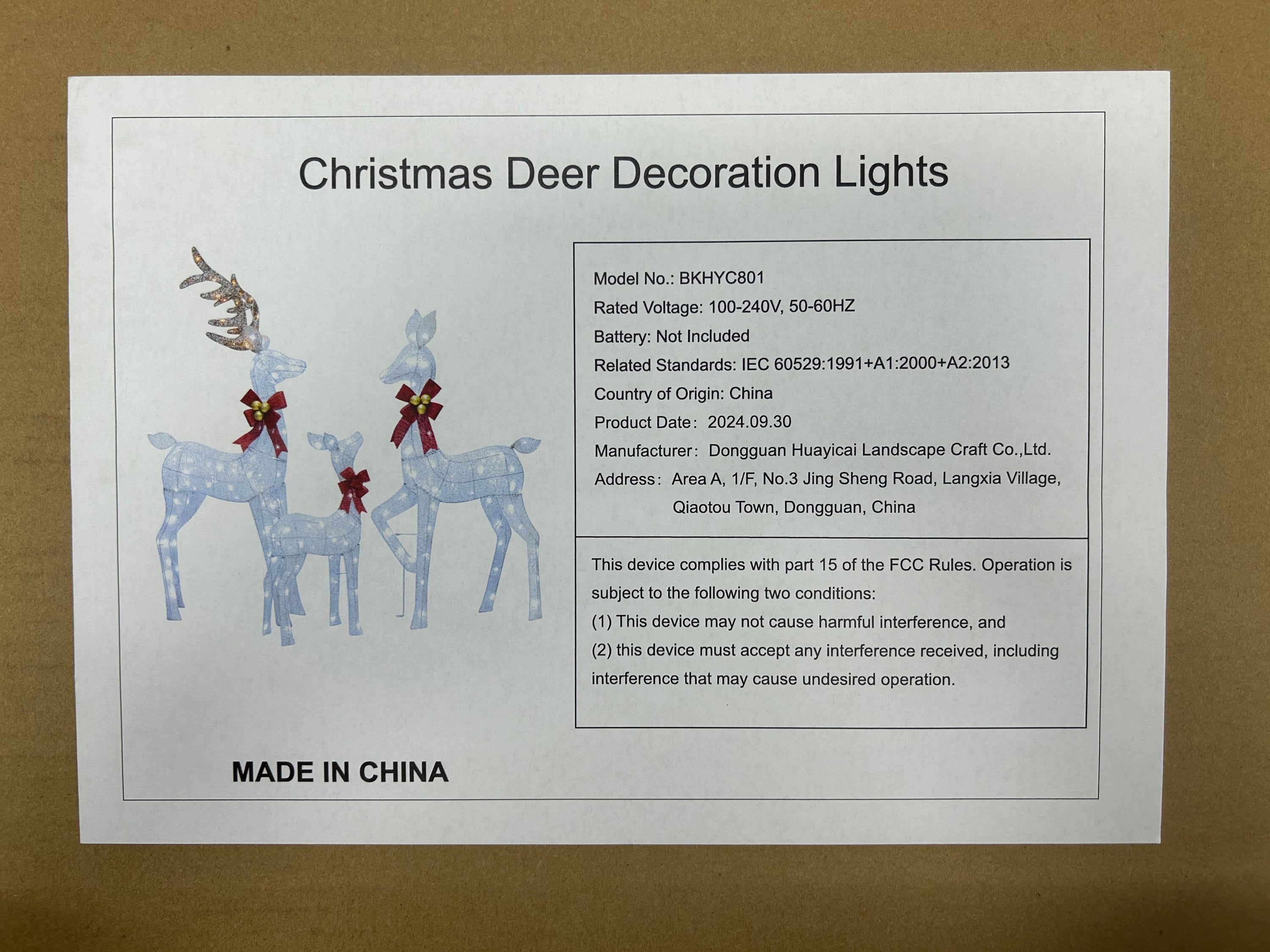 3 Piece Large Lighted Christmas Deer Family Set with Bows  Warm White Deer 210 LED Lights