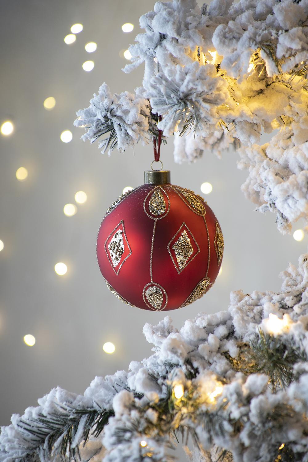 Red and Gold  Glass Decorative Hanging Ball Christmas Tree Ornaments  Set of 4