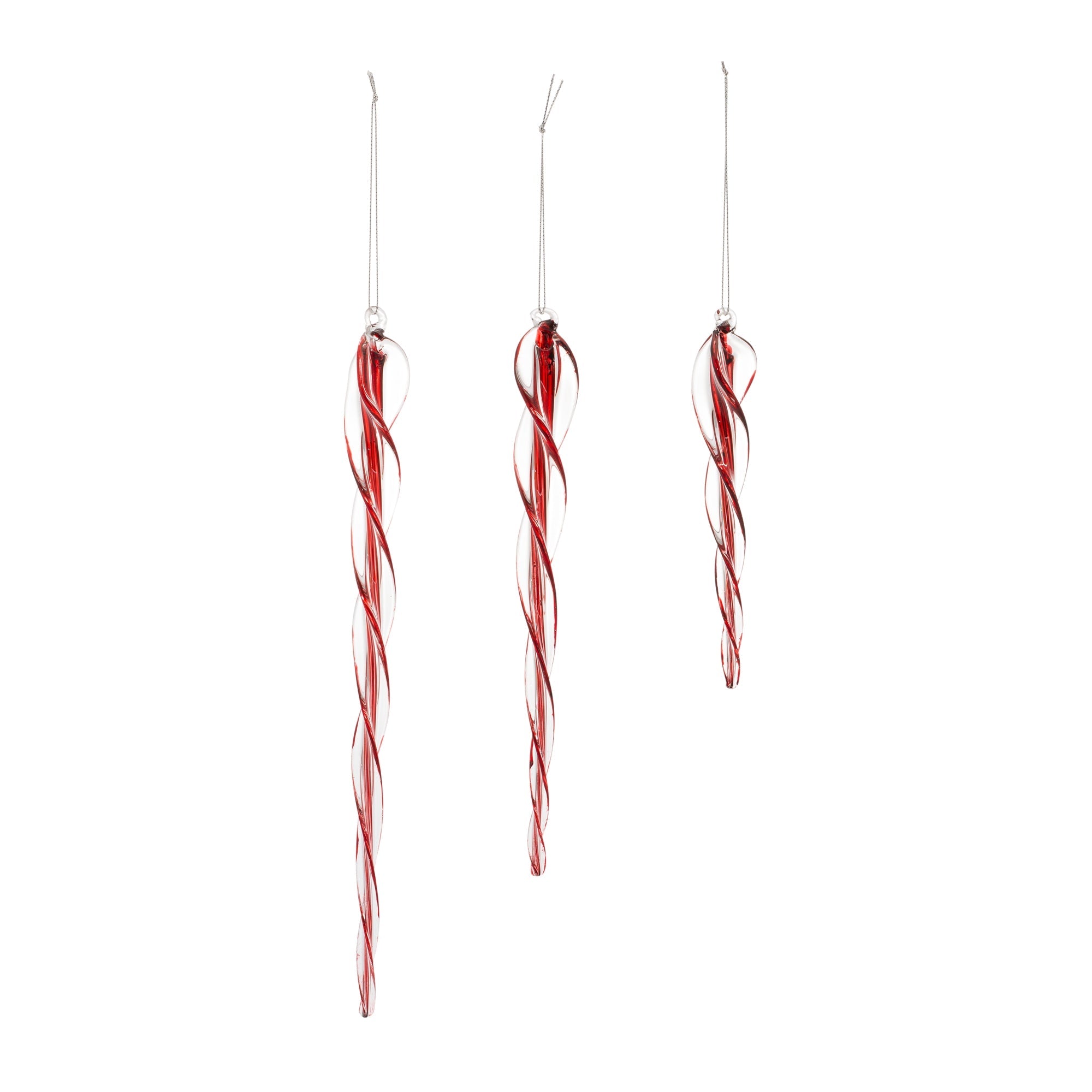 Spiral Glass Icicle Drop Ornament (Set of 6)