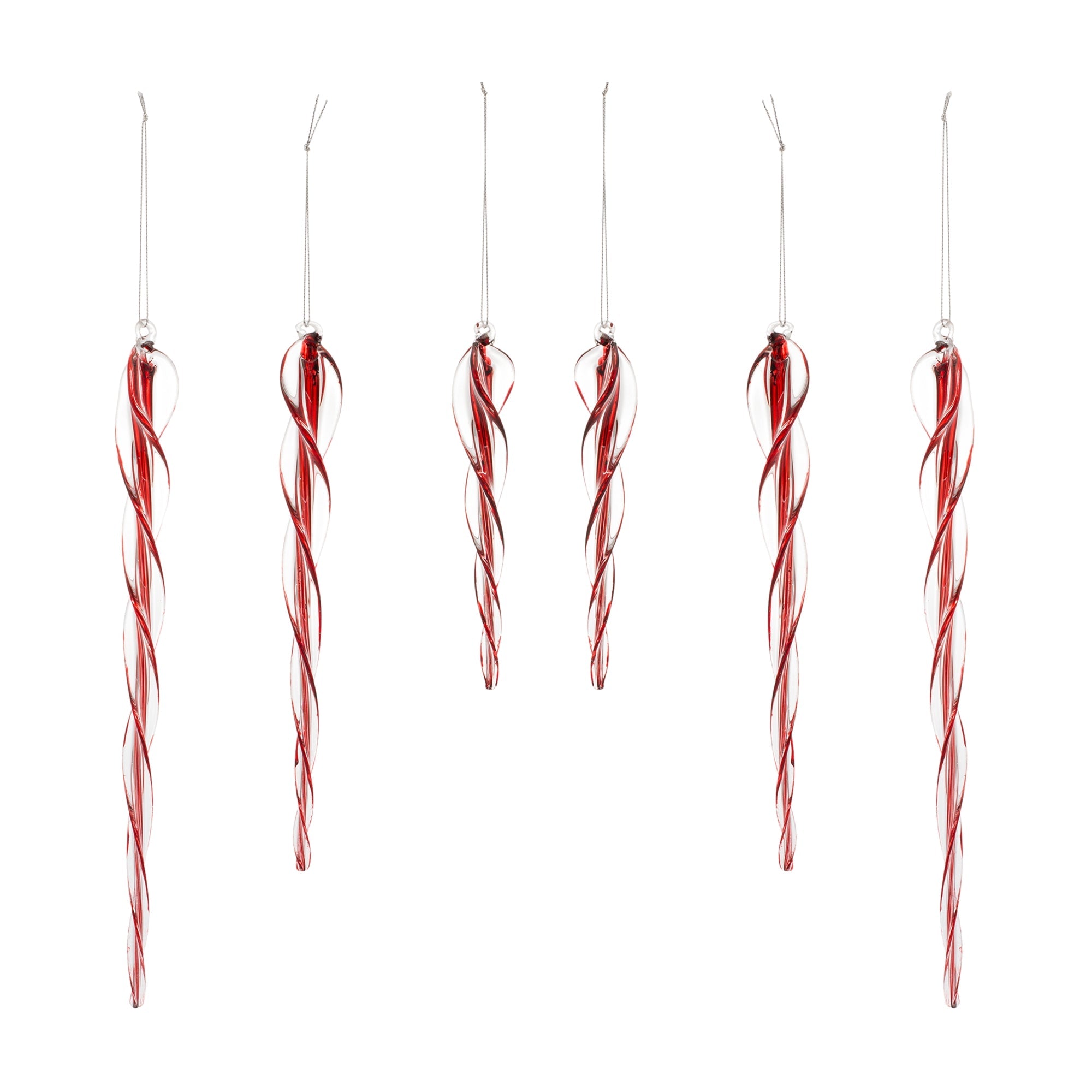 Spiral Glass Icicle Drop Ornament (Set of 6)