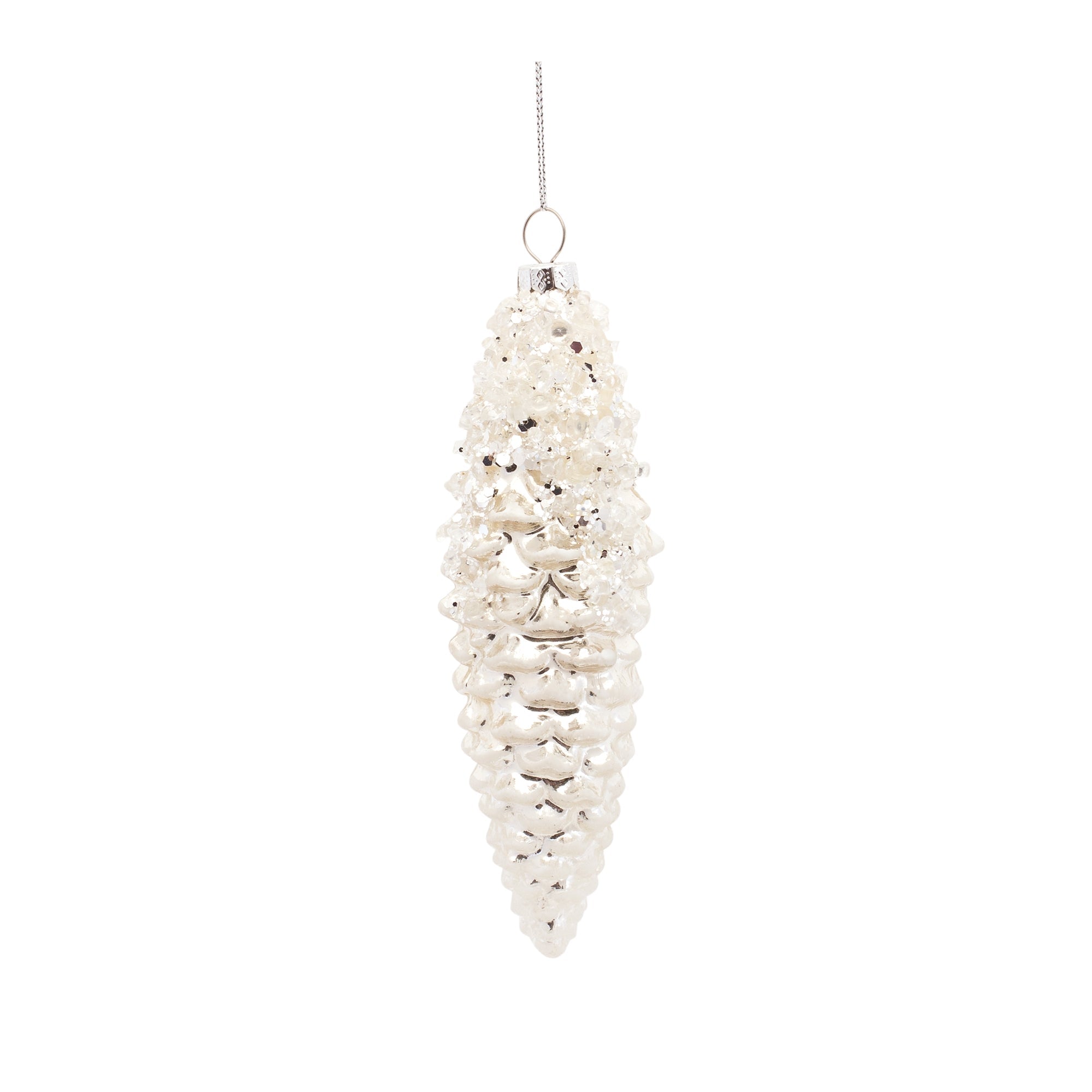 White Frosted Pinecone Drop Ornament (Set of 12)