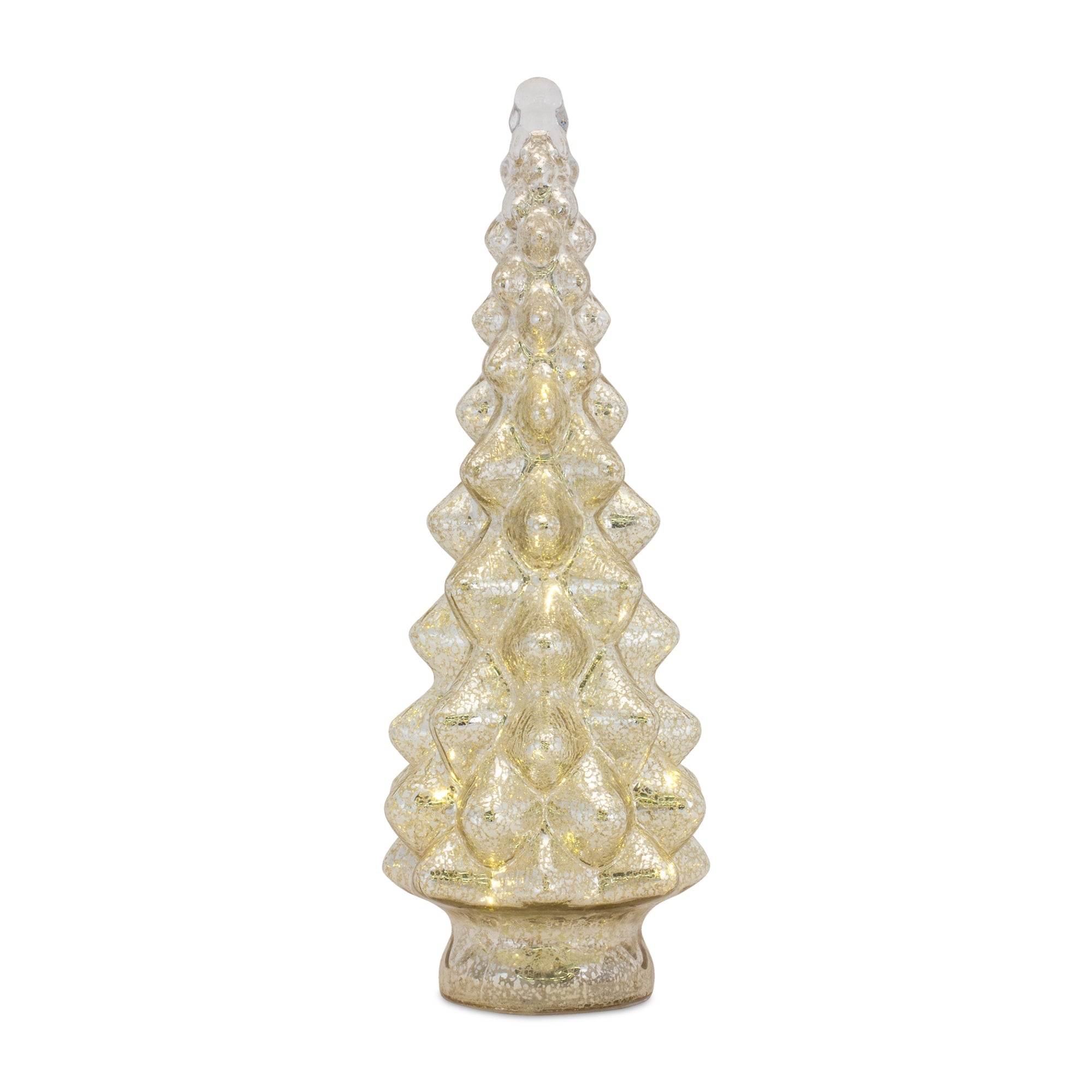 LED Lighted Mercury Glass Holiday Tree Decor (Set of 3)