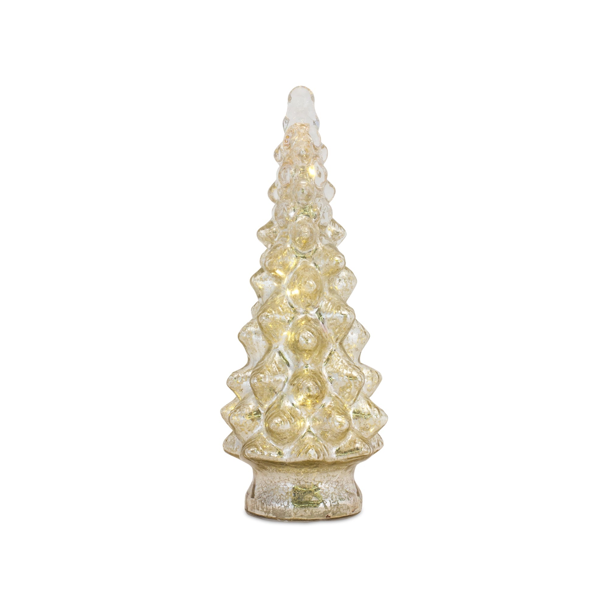 LED Lighted Mercury Glass Holiday Tree Decor (Set of 3)