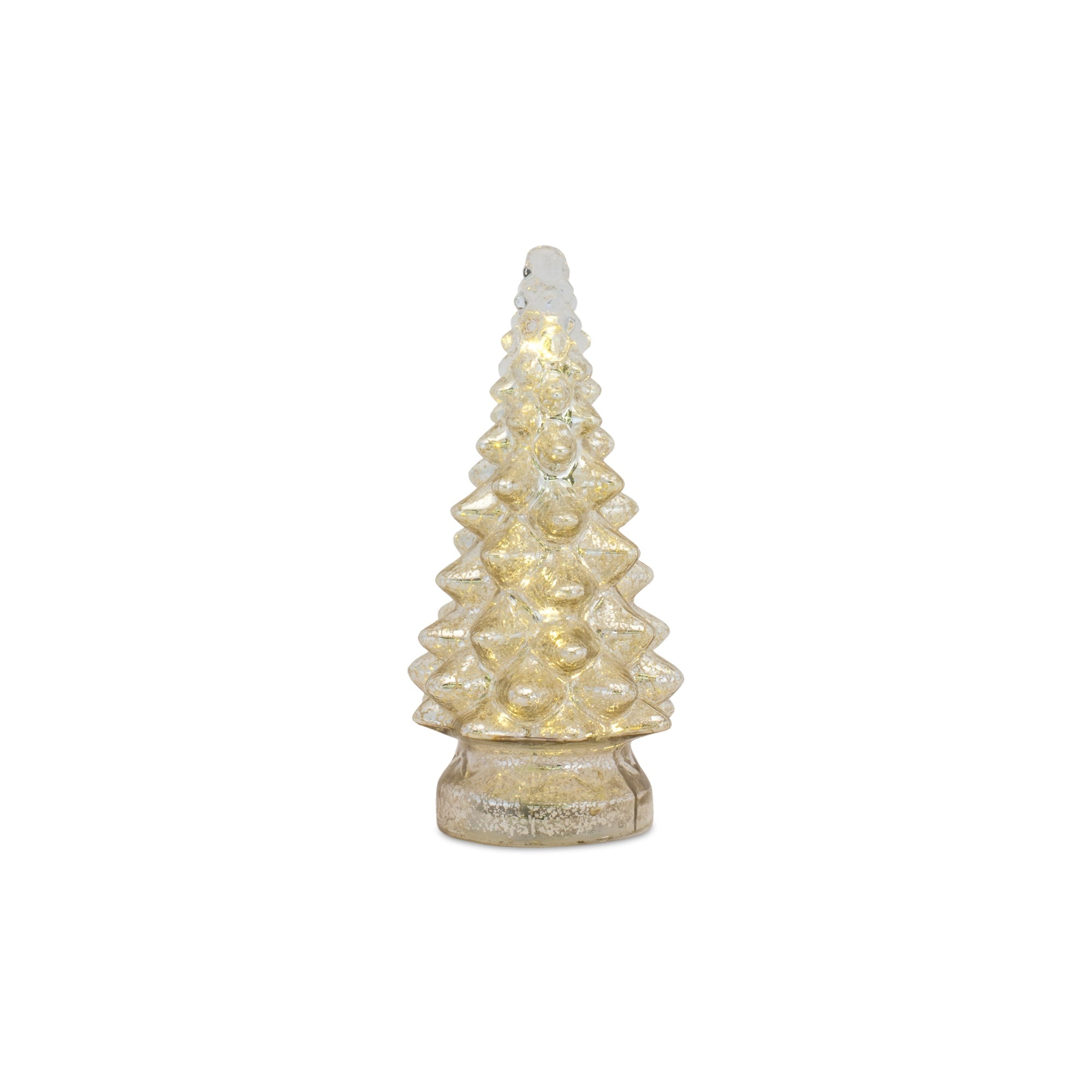 LED Lighted Mercury Glass Holiday Tree Decor (Set of 3)