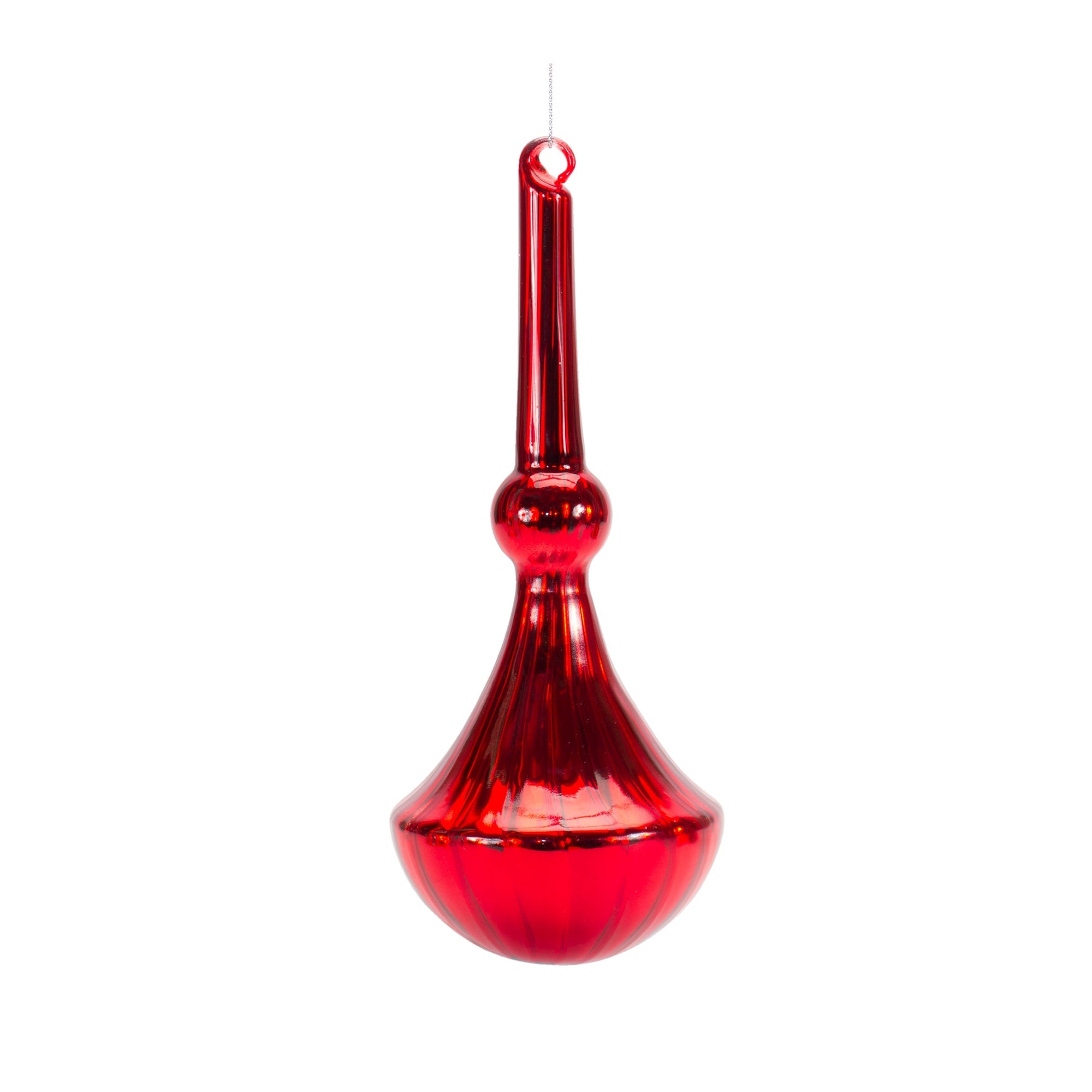 Modern Red Finial Drop Ornament (Set of 6)