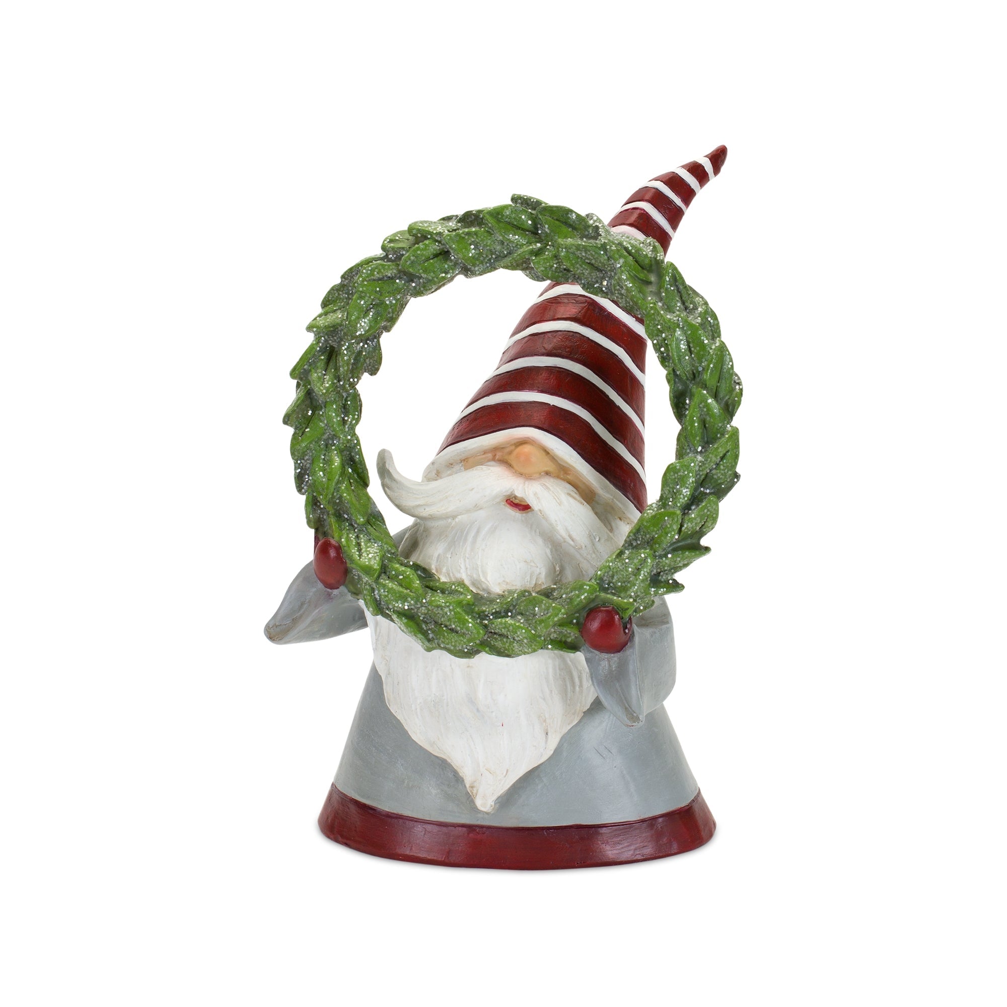 Holiday Gnome Figurine with Pine Tree and Wreath Accent (Set of 2)