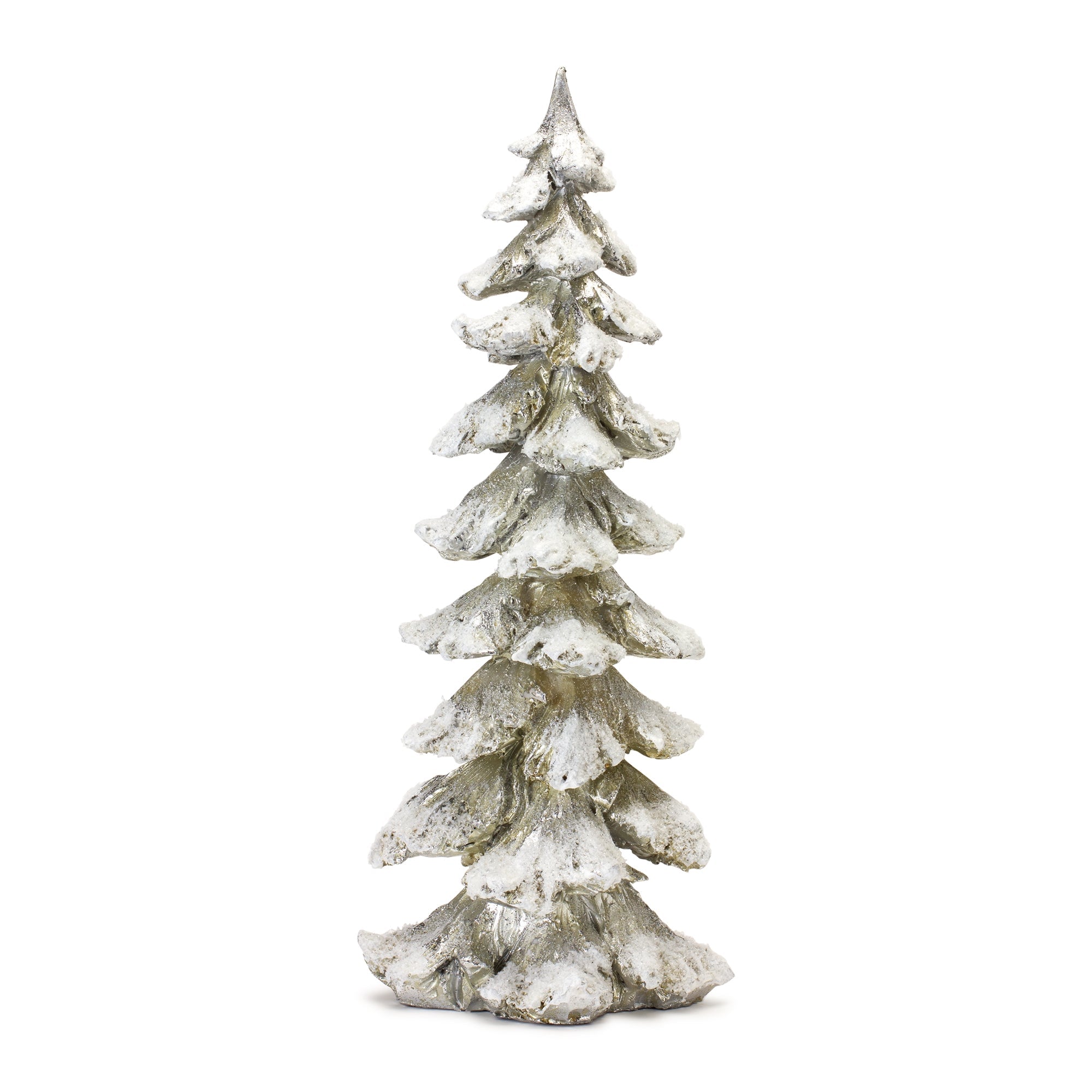 Frosted Pine Tree Decor with Silver Finish (Set of 4)