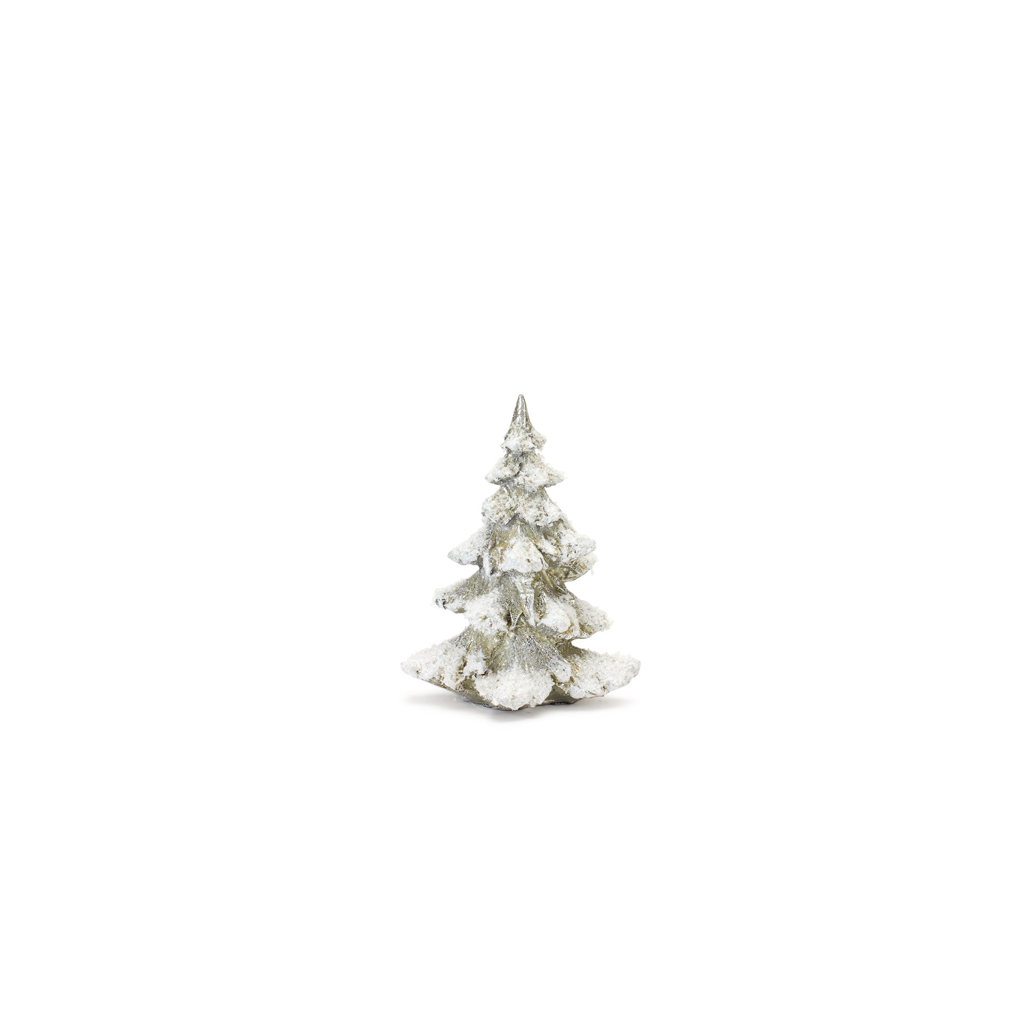 Frosted Pine Tree Decor with Silver Finish (Set of 4)