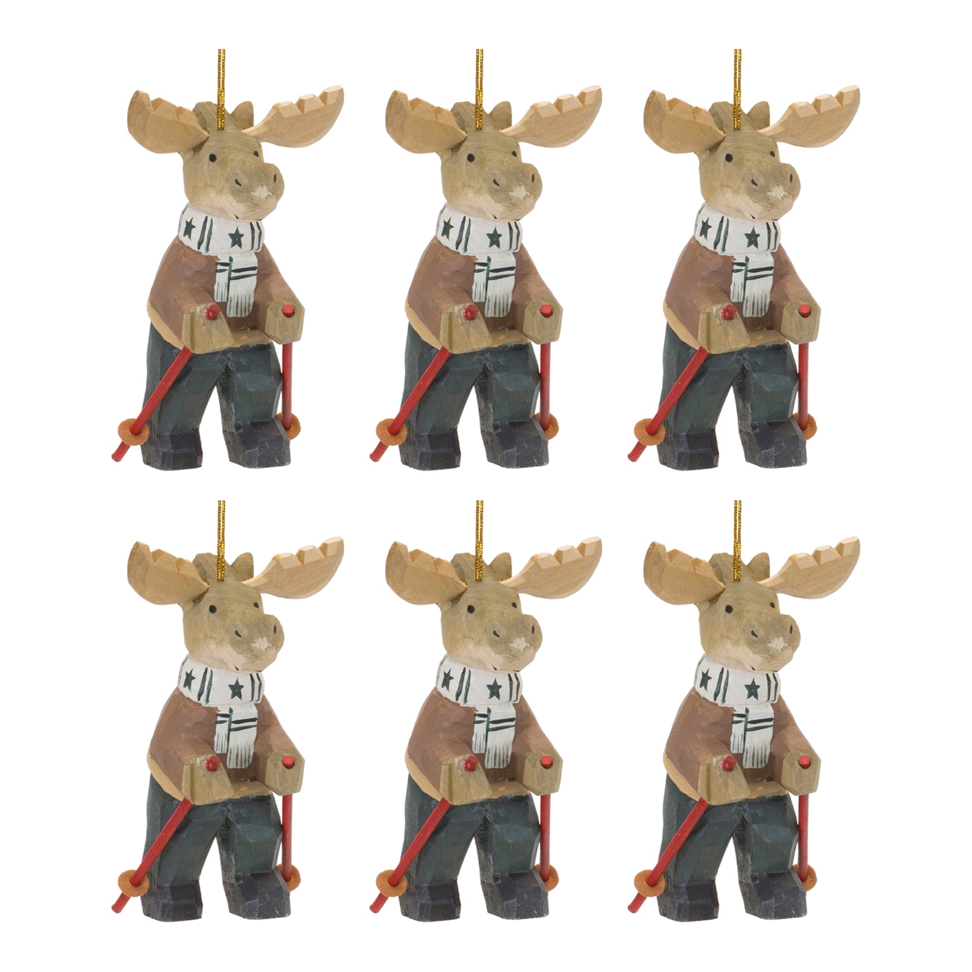 Moose on Skis Ornament (Set of 6)