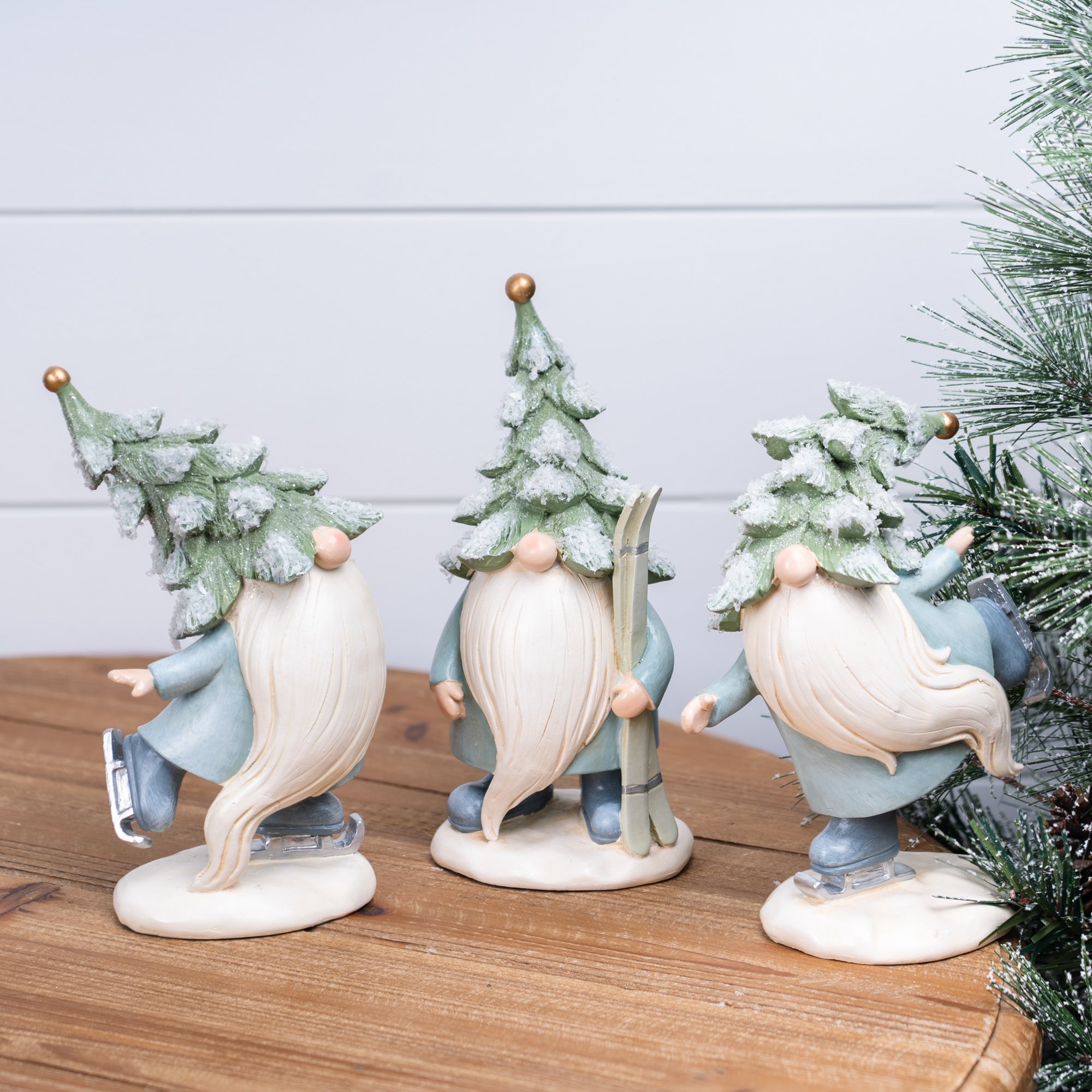 Pine Tree Gnome with Skis and Skates (Set of 3)