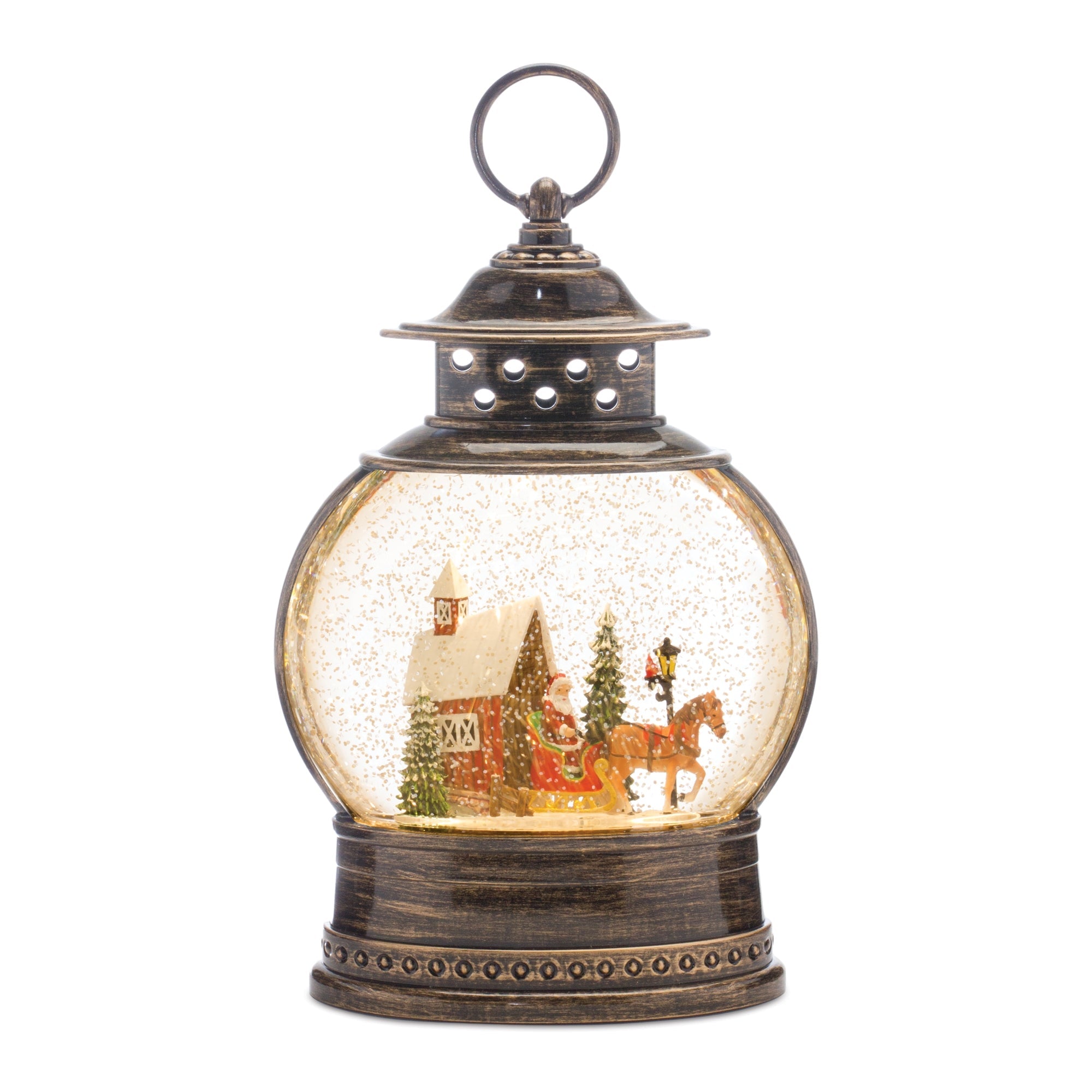 LED Snow Globe with Santa's Sleigh 11.5"H