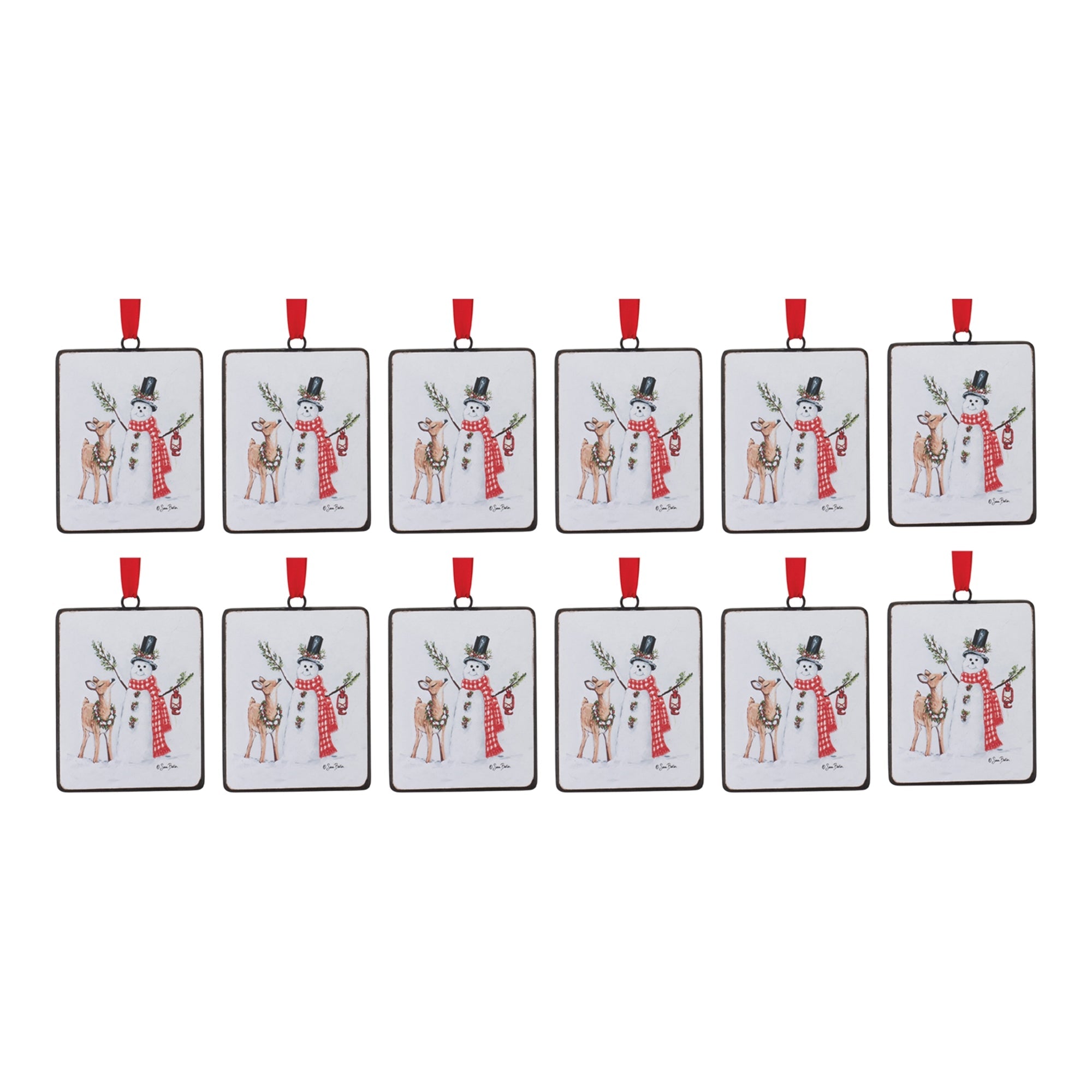 Snowman and Deer Ornament (Set of 12)