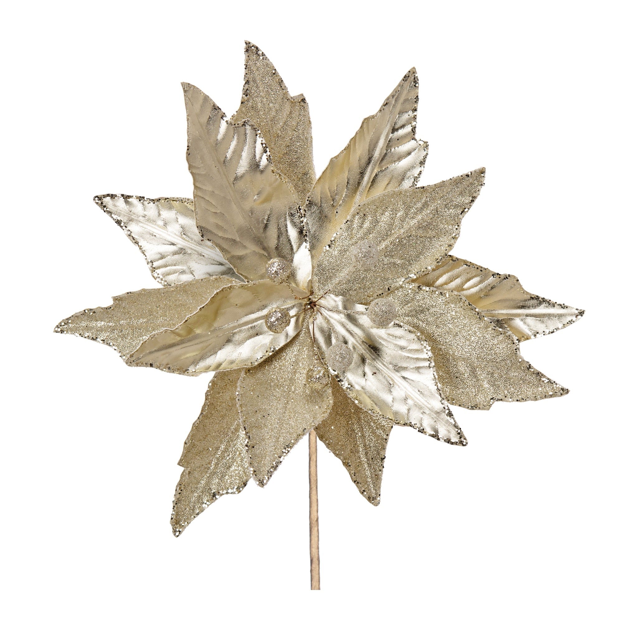 Glittered Poinsettia Stem (Set of 6)