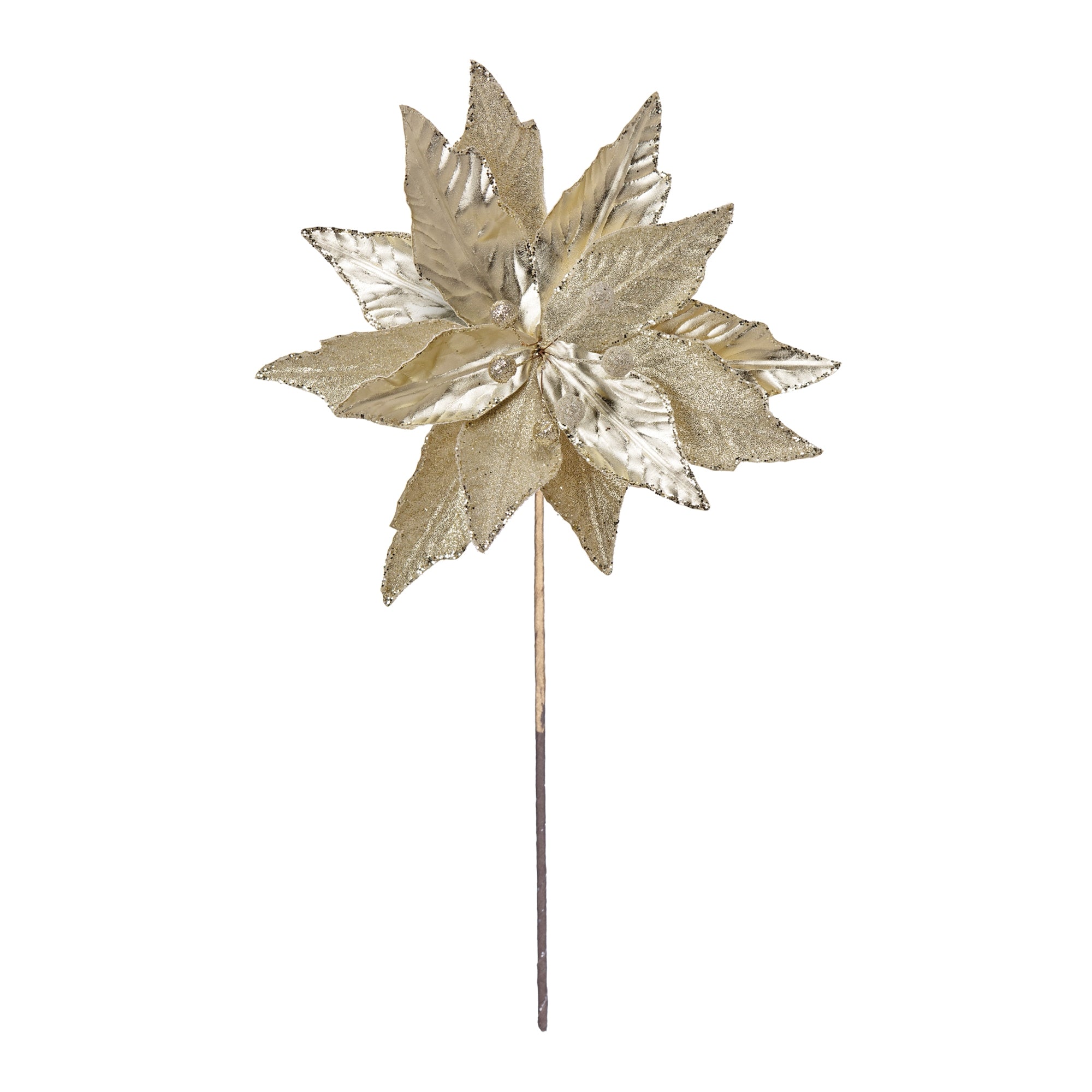 Glittered Poinsettia Stem (Set of 6)