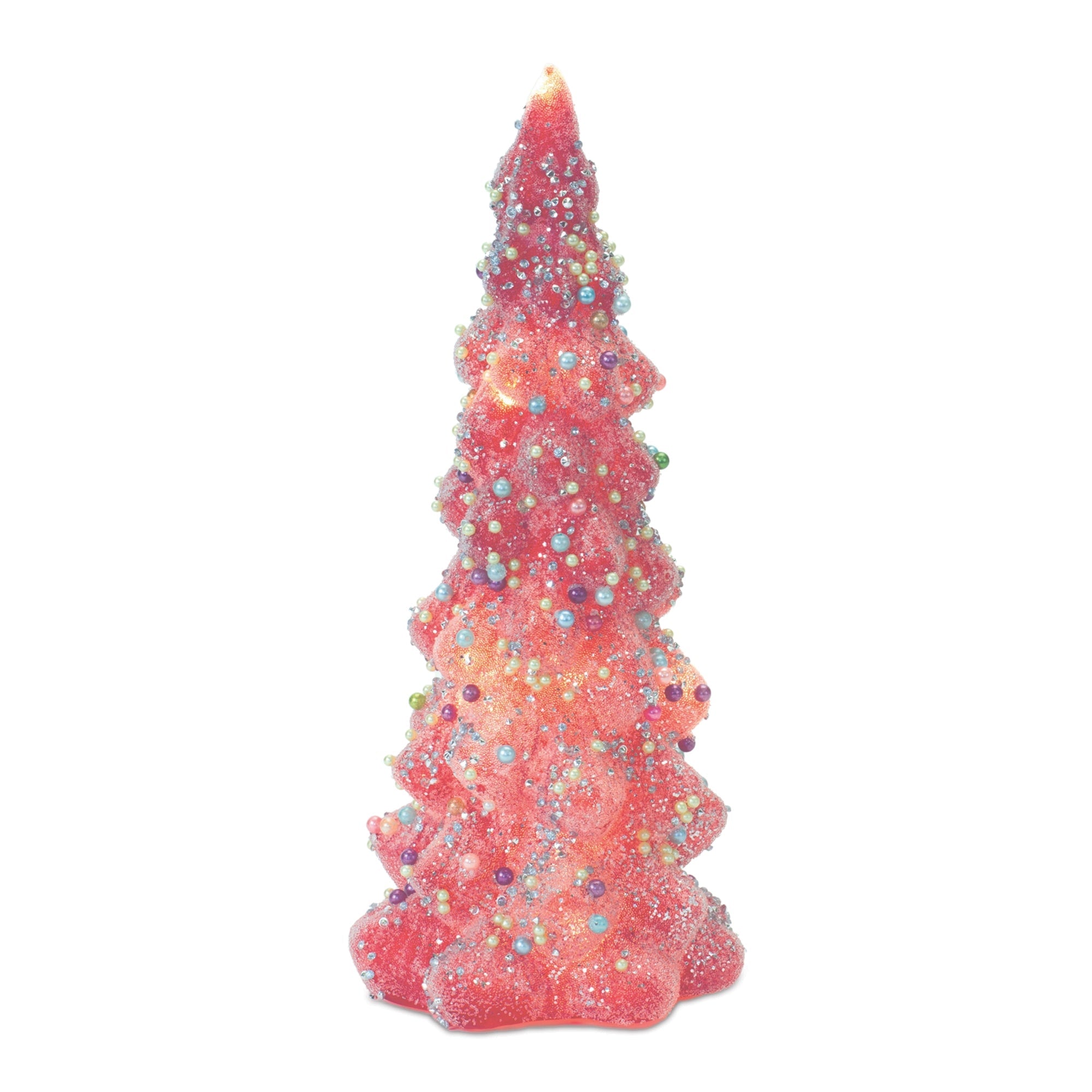 LED Tree with Rainbow Pearl Ornaments (Set of 3)