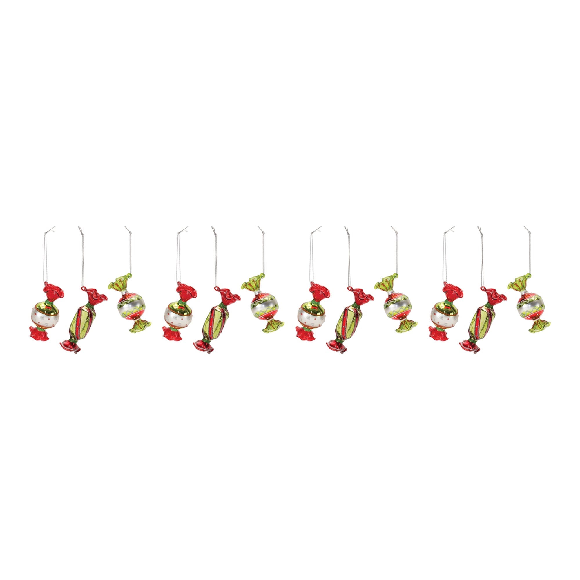 Glass Wrapped Candy Ornament (Set of 12)