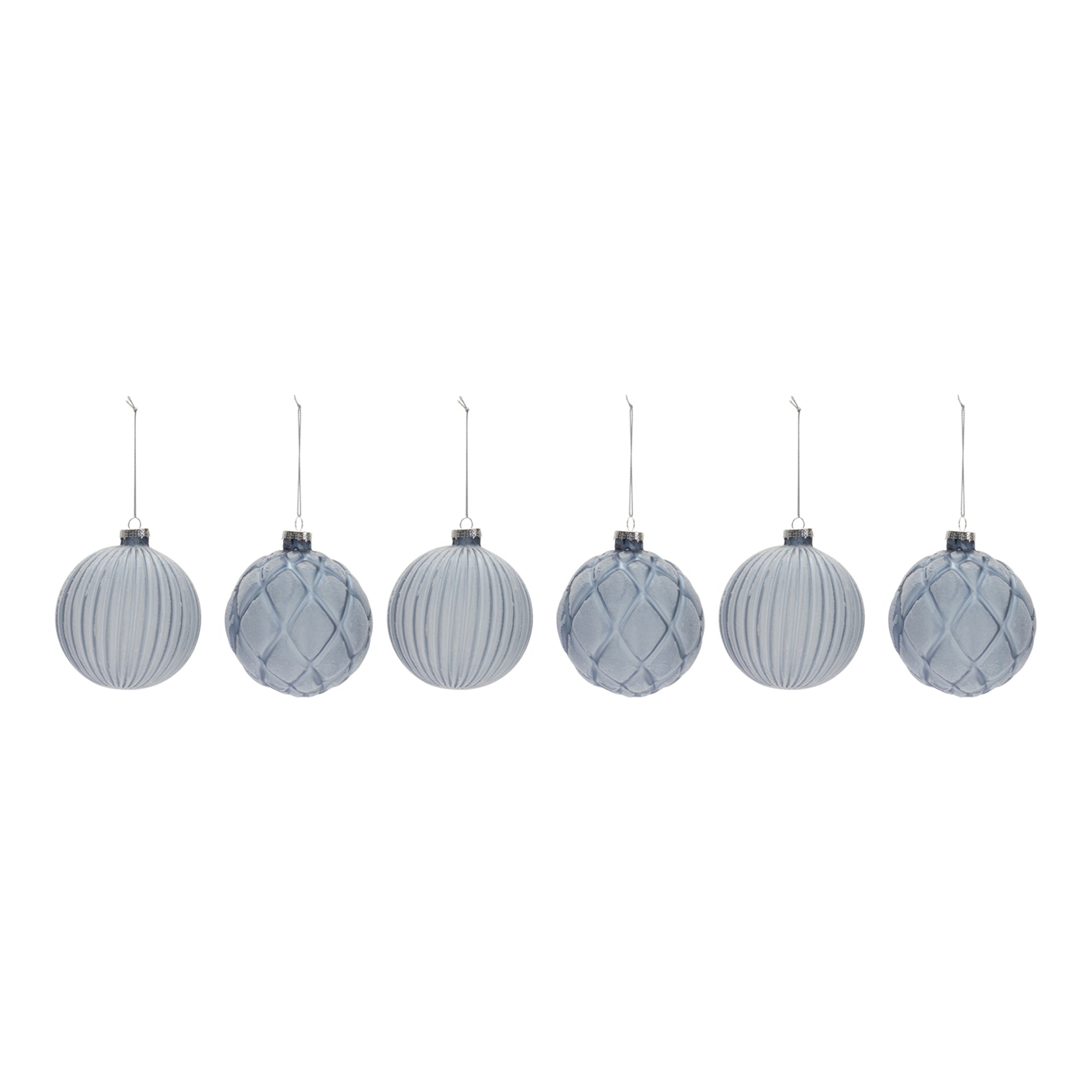 Blue Frosted Glass Ball Ornament (Set of 6)