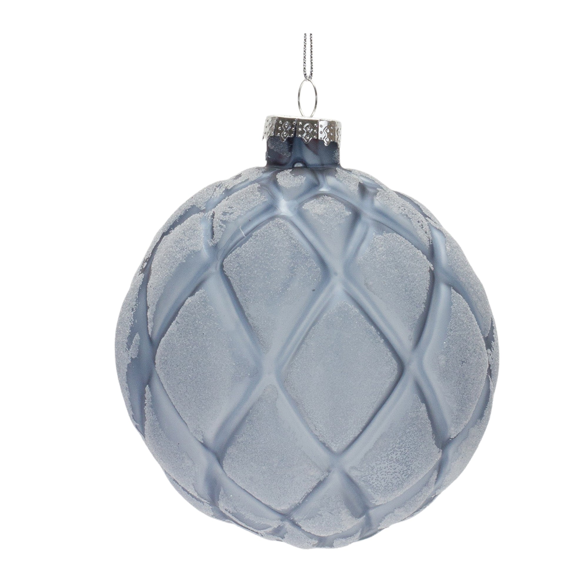 Blue Frosted Glass Ball Ornament (Set of 6)