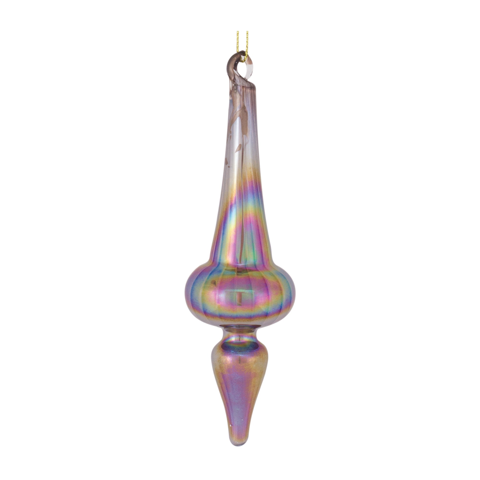 Irredescent Glass Finial Drop Ornament (Set of 12)