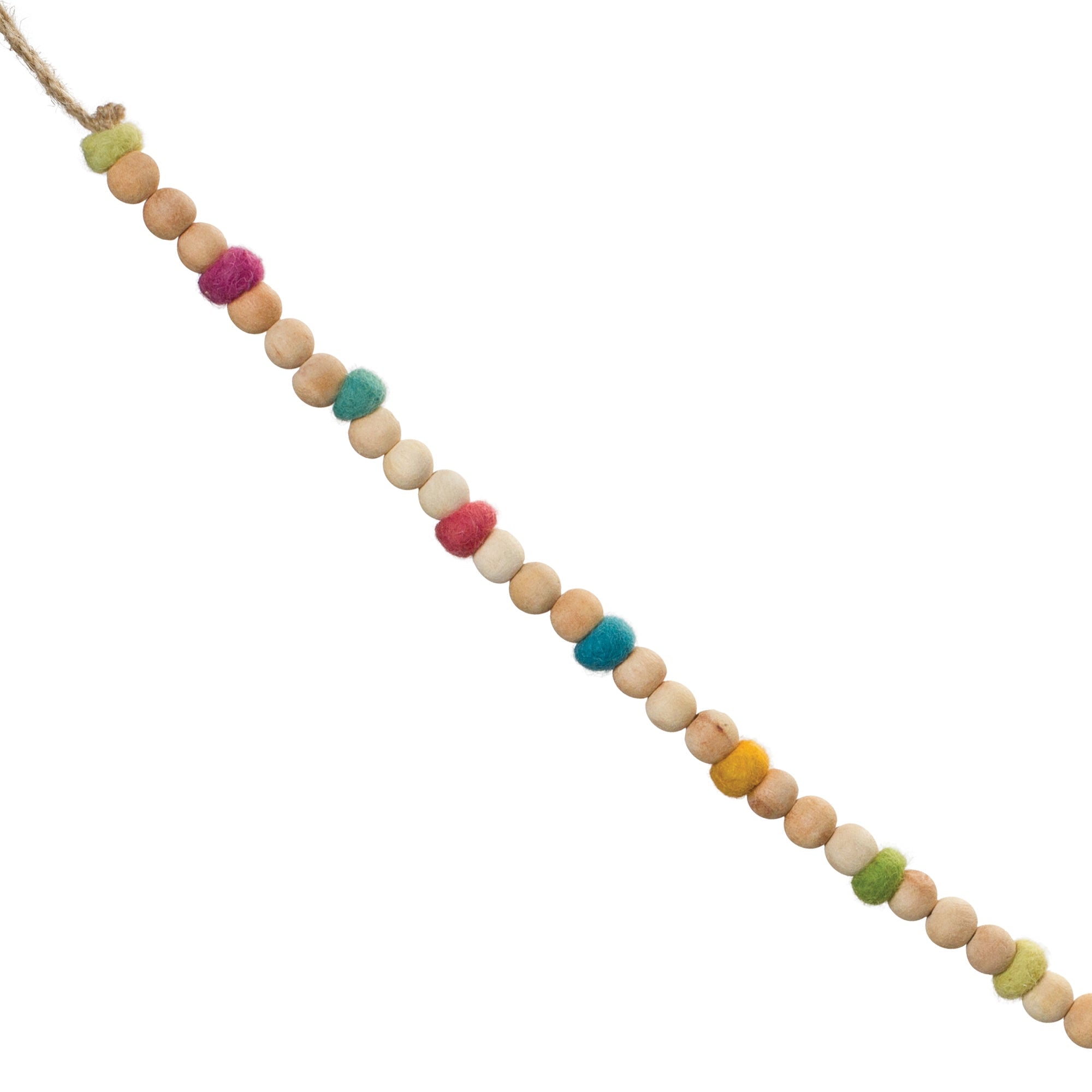 Wood Beaded Wool Garland (Set of 2)