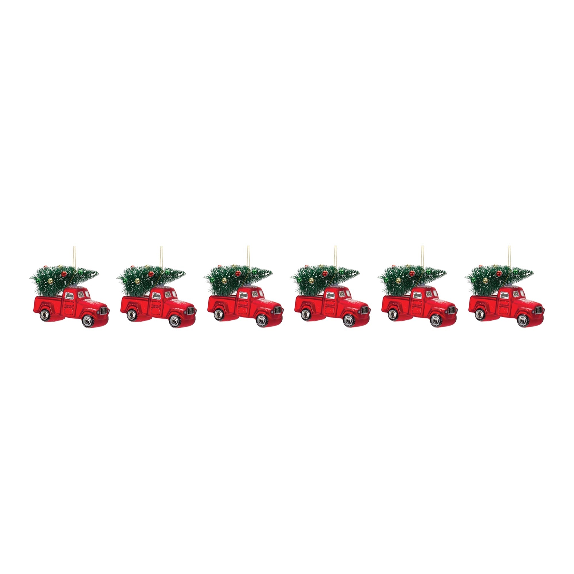 Glittered Glass Pickup Truck Ornament (Set of 6)