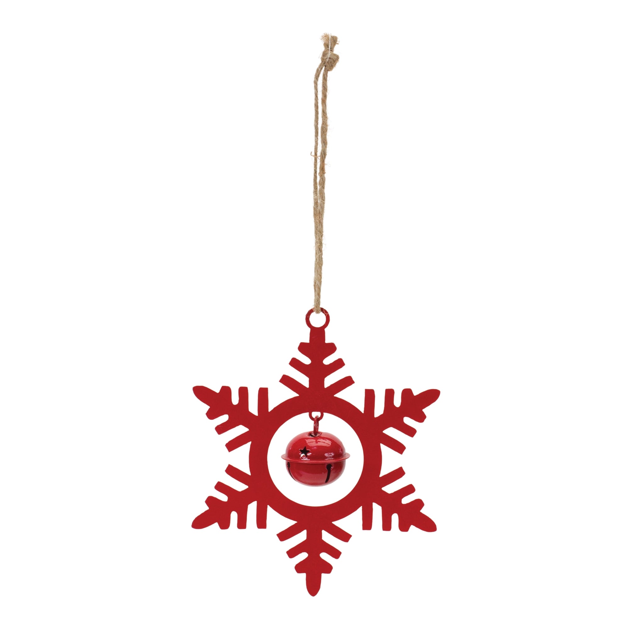 Metal Snowflake with Bell Ornament (Set of 12)