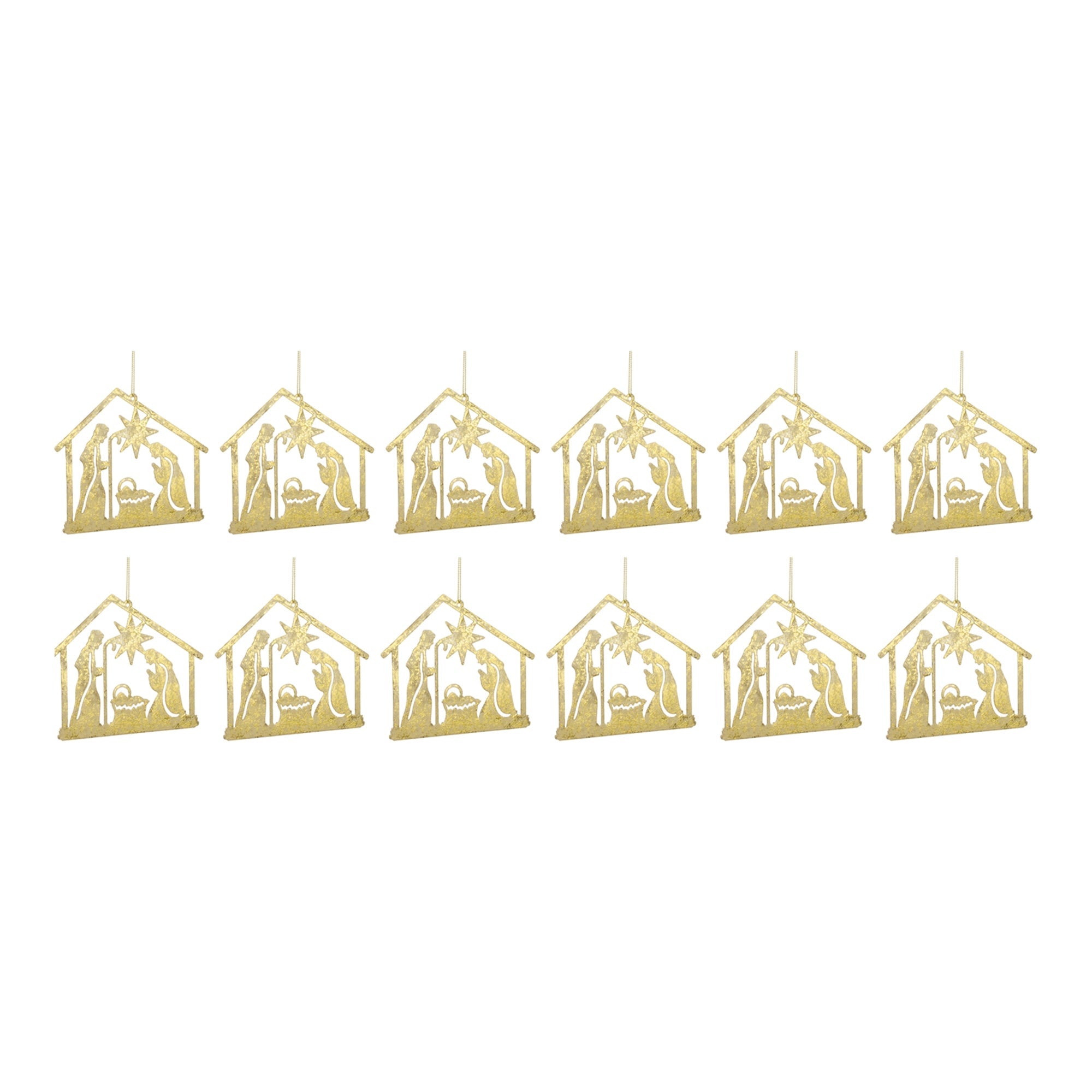 Metal Holy Family Cut Out Ornament (Set of 12)