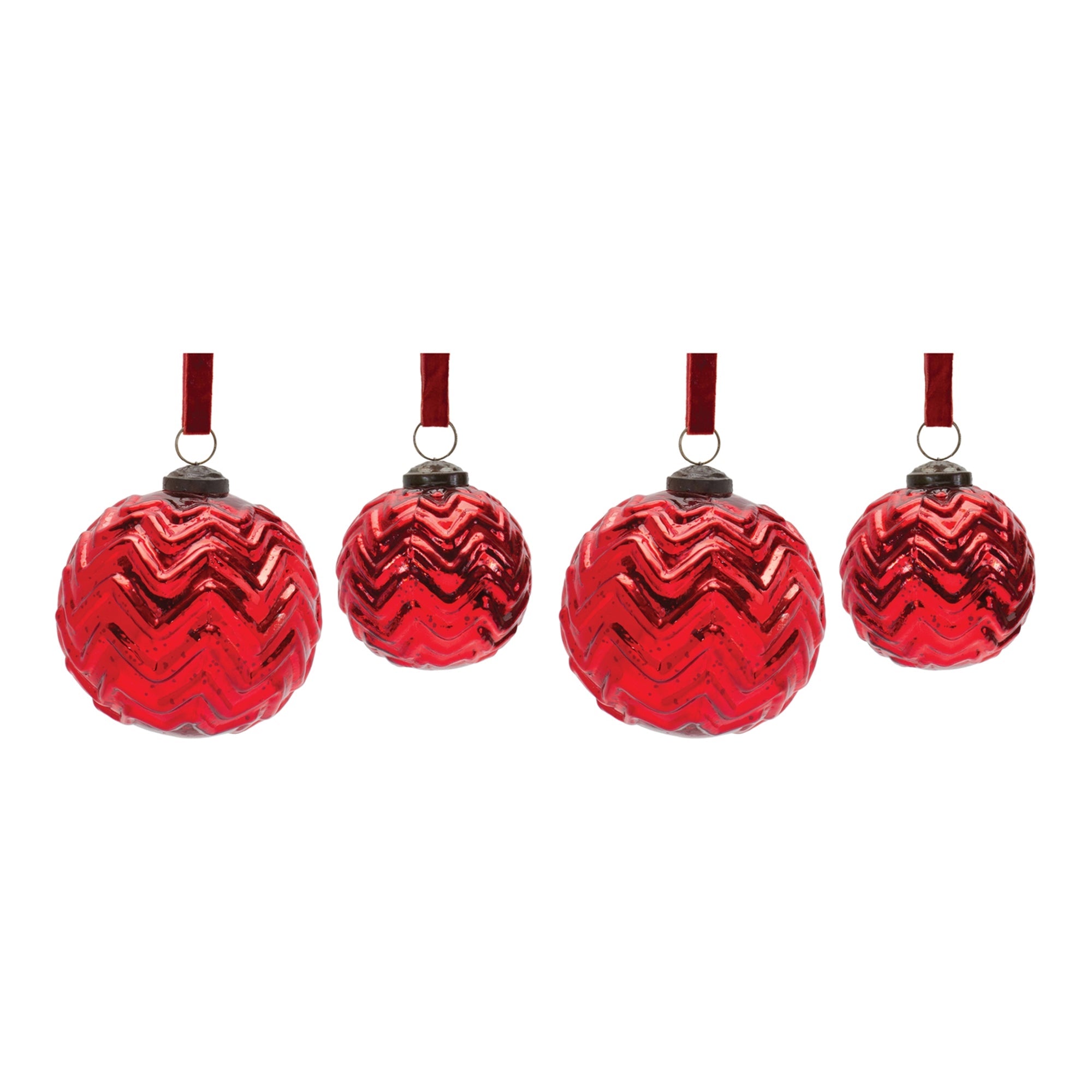 Red Mercury Glass Ball Ornament (Set of 4)