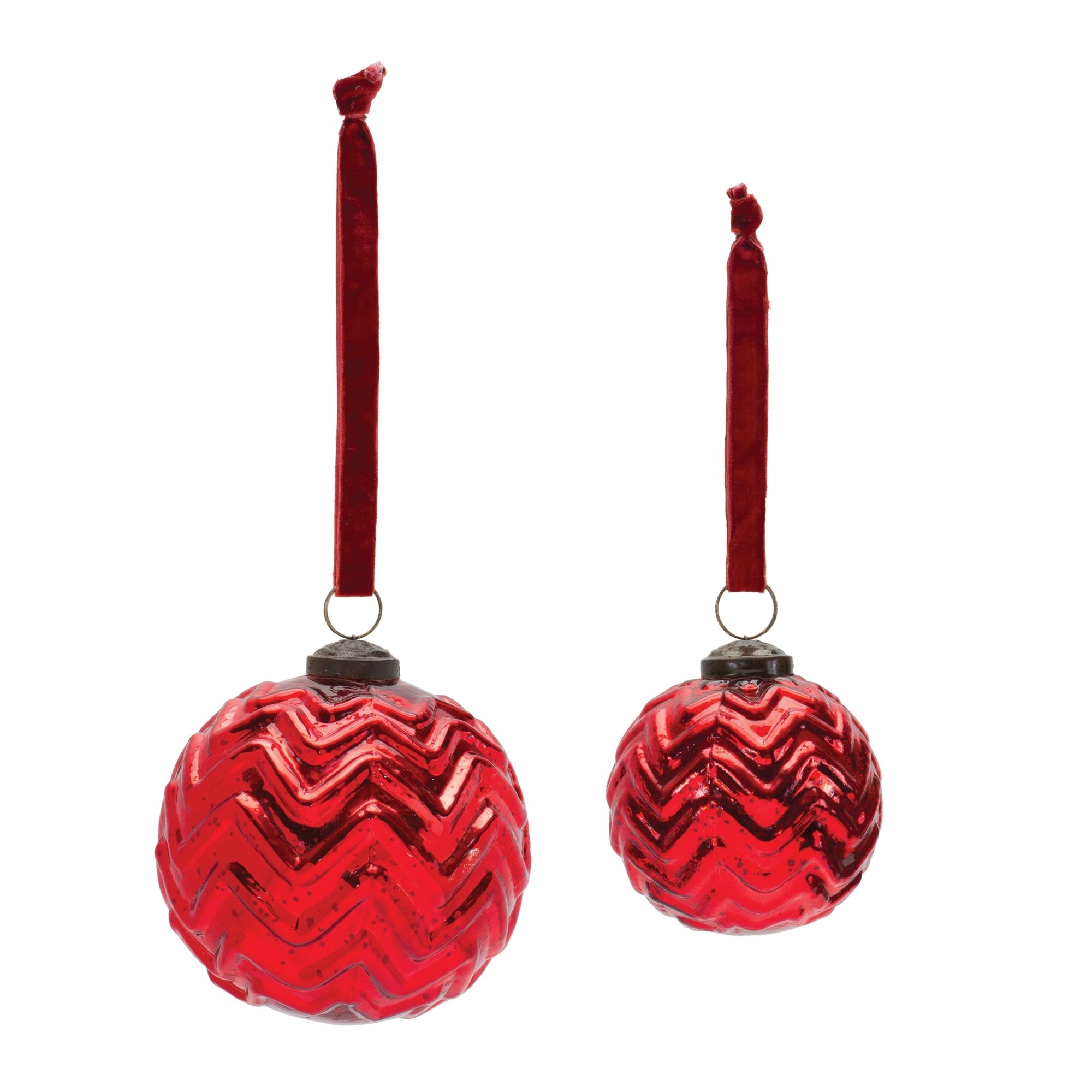 Red Mercury Glass Ball Ornament (Set of 4)