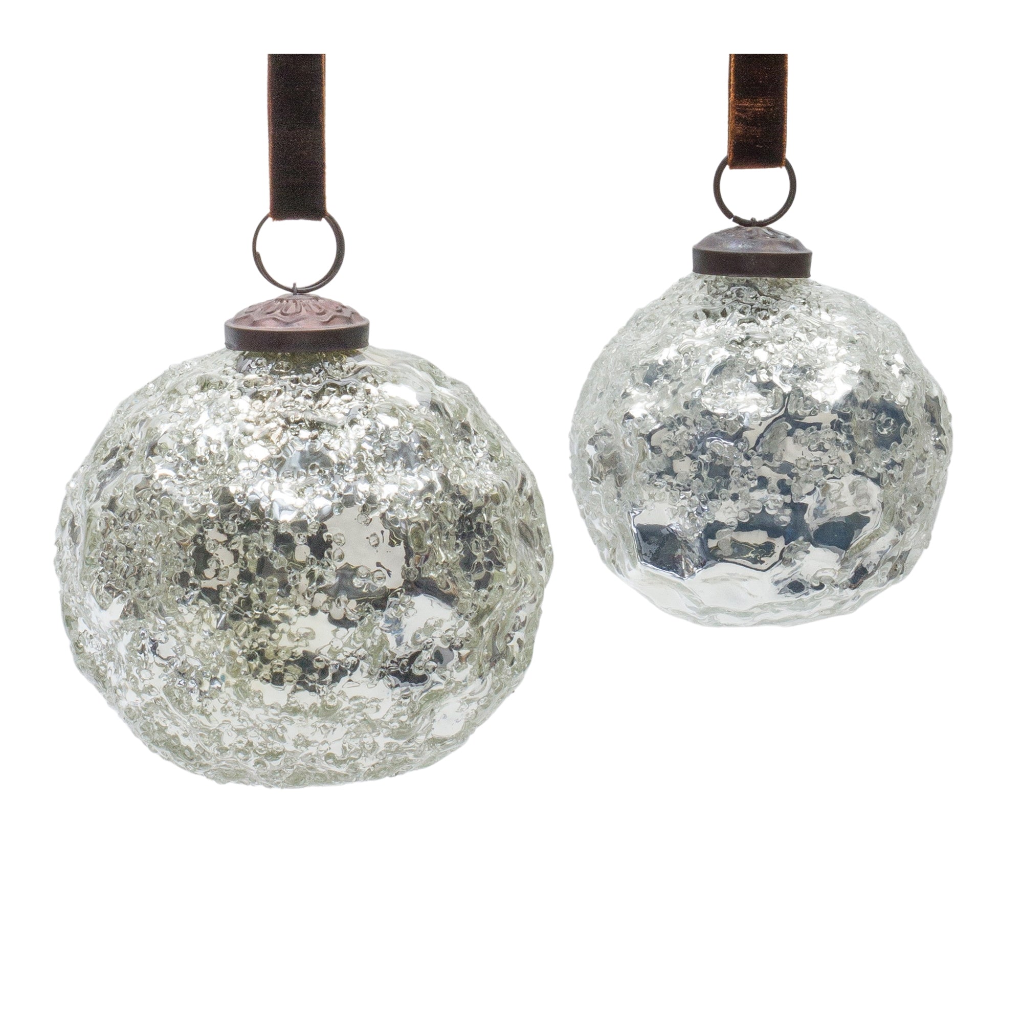 Silver Mercury Glass Ball Ornament (Set of 4)