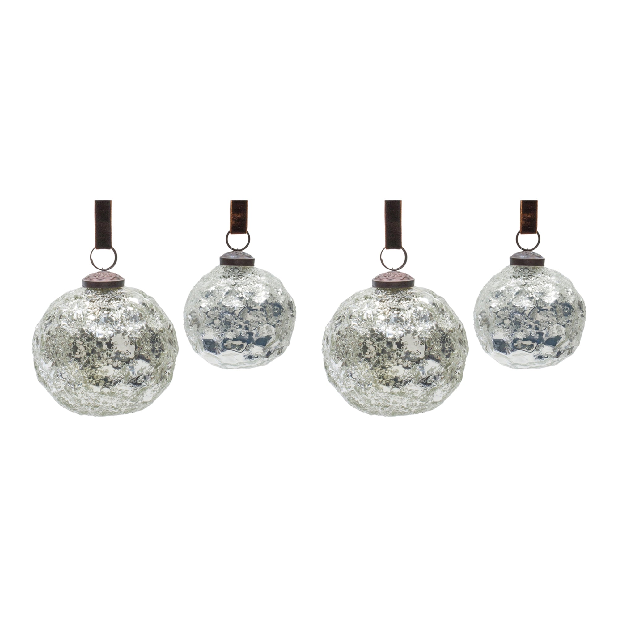 Silver Mercury Glass Ball Ornament (Set of 4)