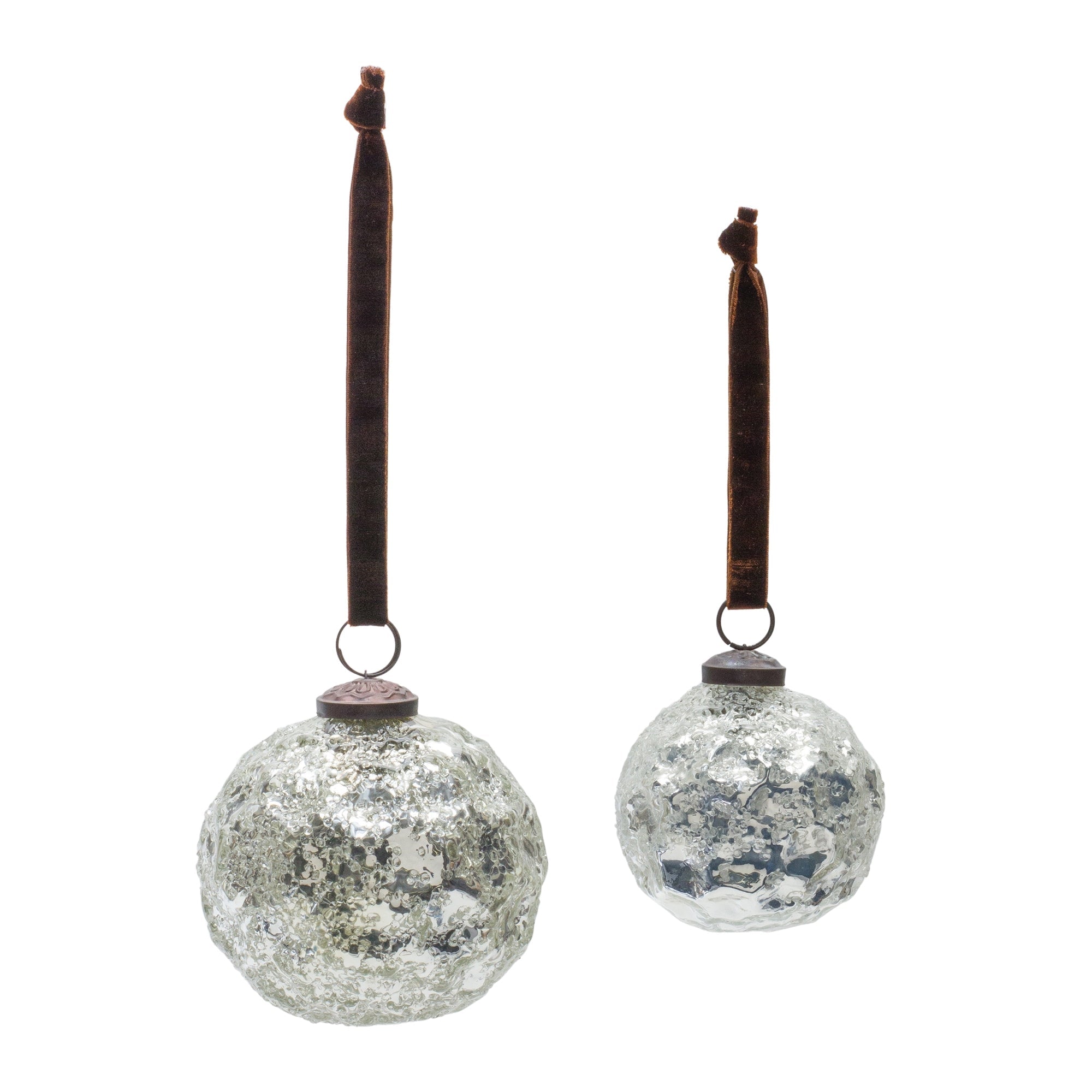 Silver Mercury Glass Ball Ornament (Set of 4)