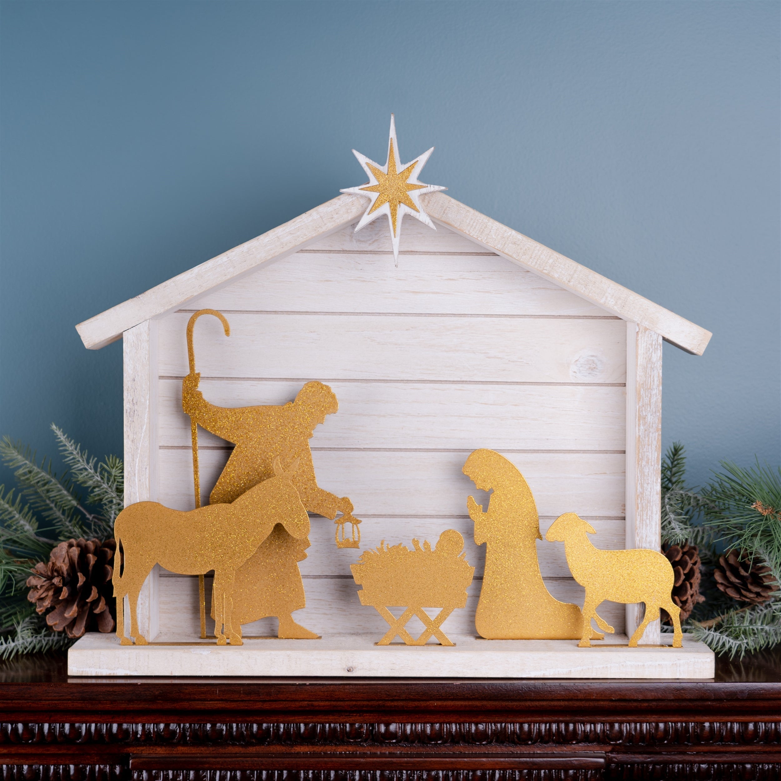 Cut Out Metal Nativity Scene 17.75"L