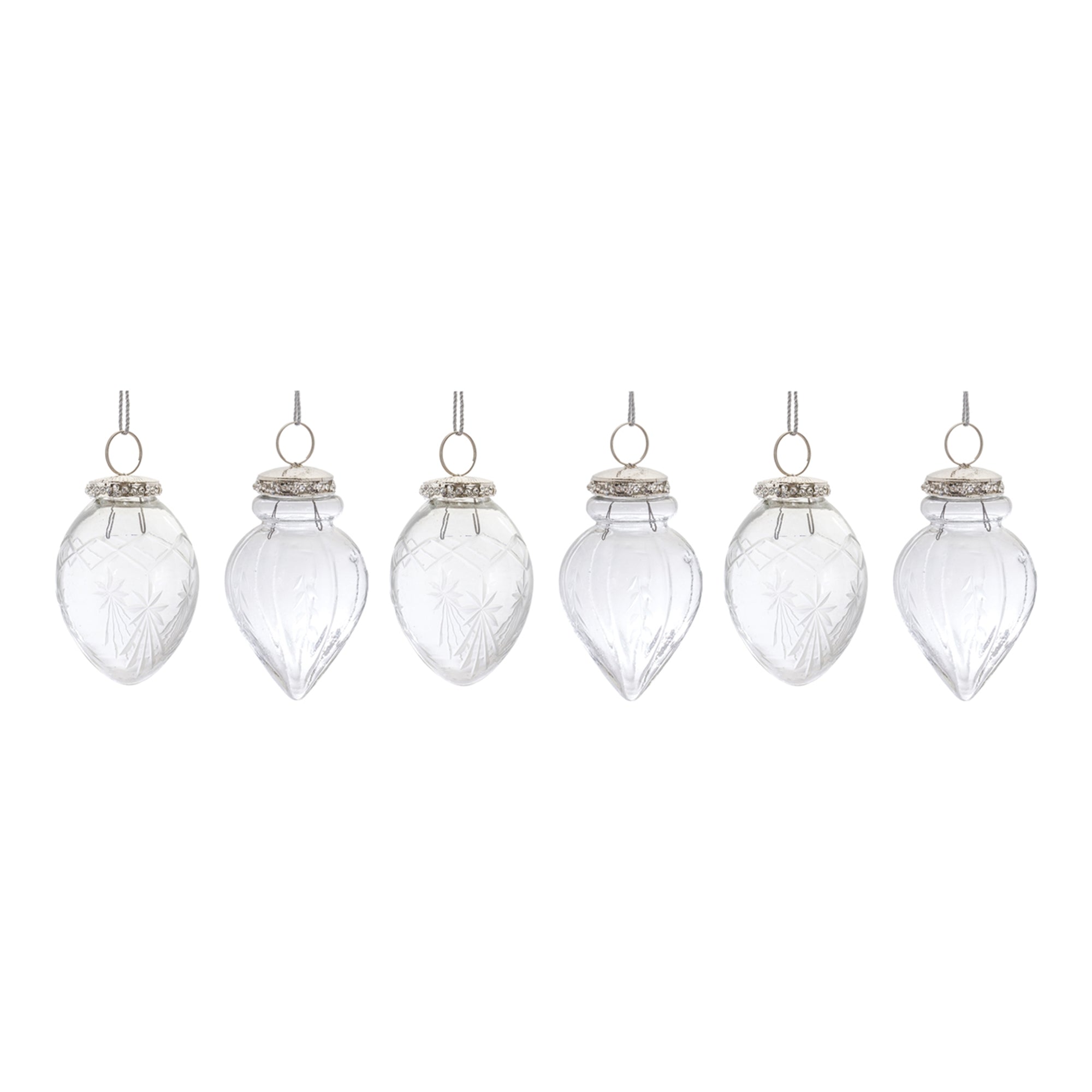 Etched Glass Teardrop Ornament (Set of 6)