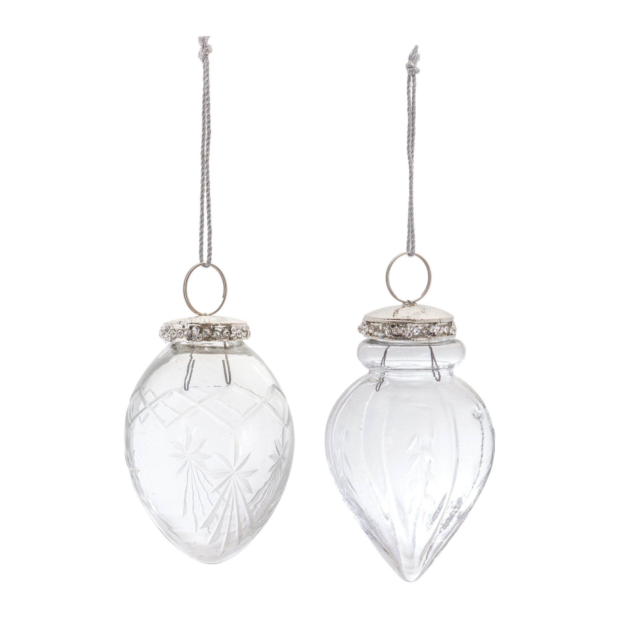 Etched Glass Teardrop Ornament (Set of 6)