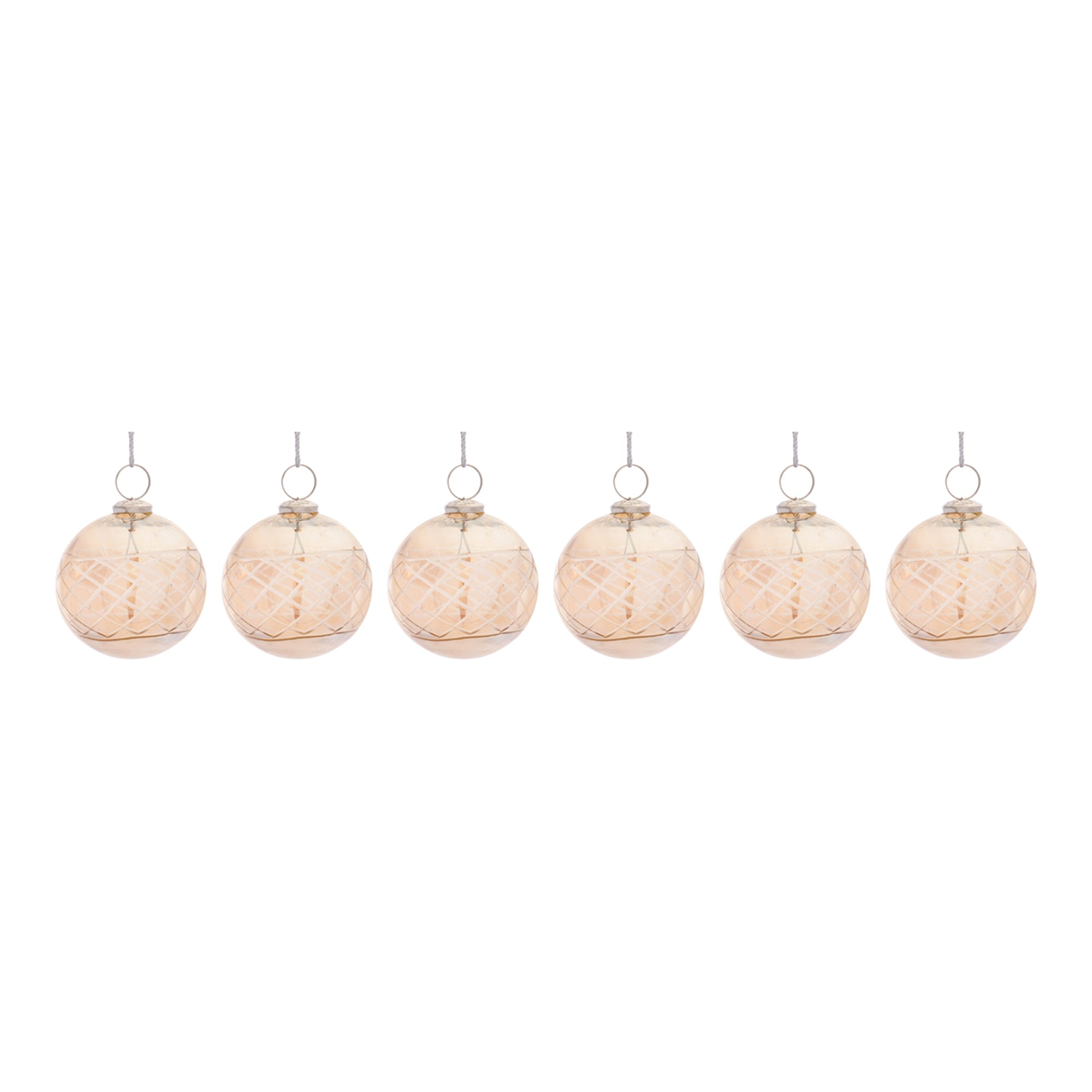 Etched Glass Ball Ornament (Set of 6)