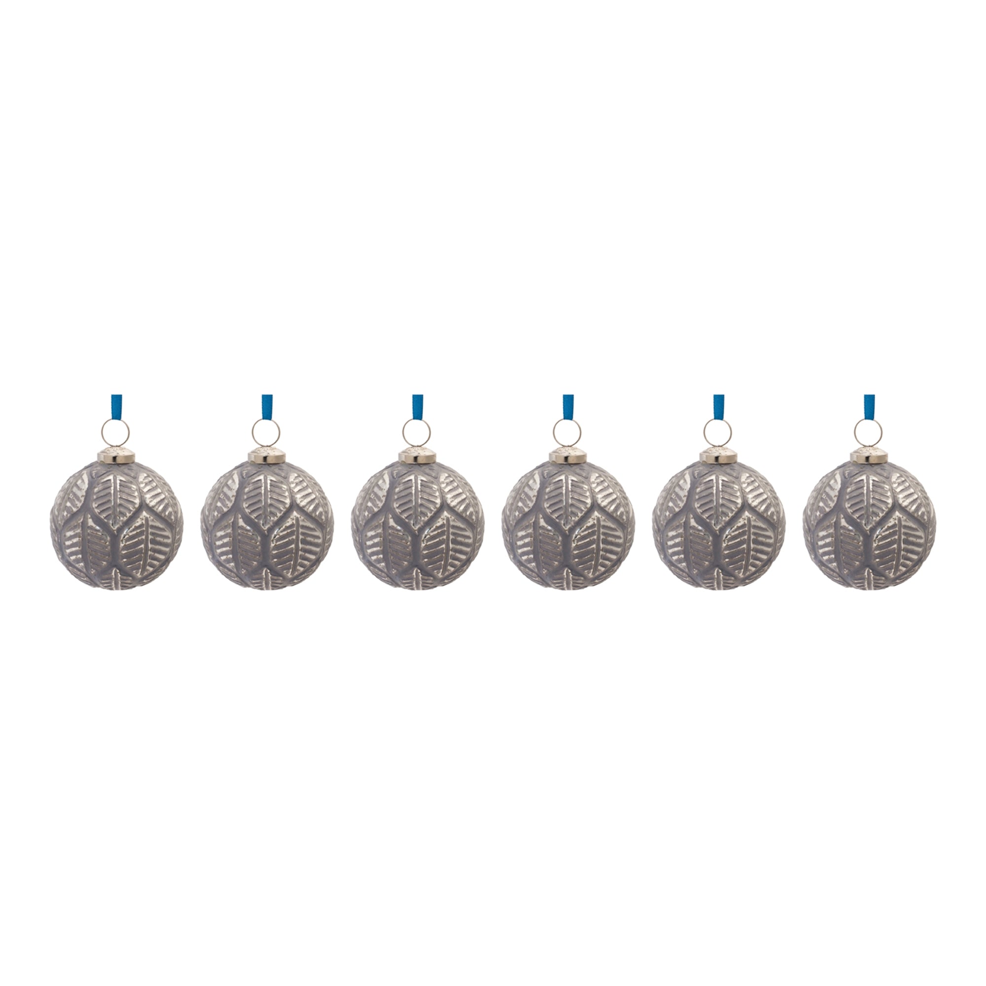 Etched Leaf Glass Ball Ornament (Set of 6)