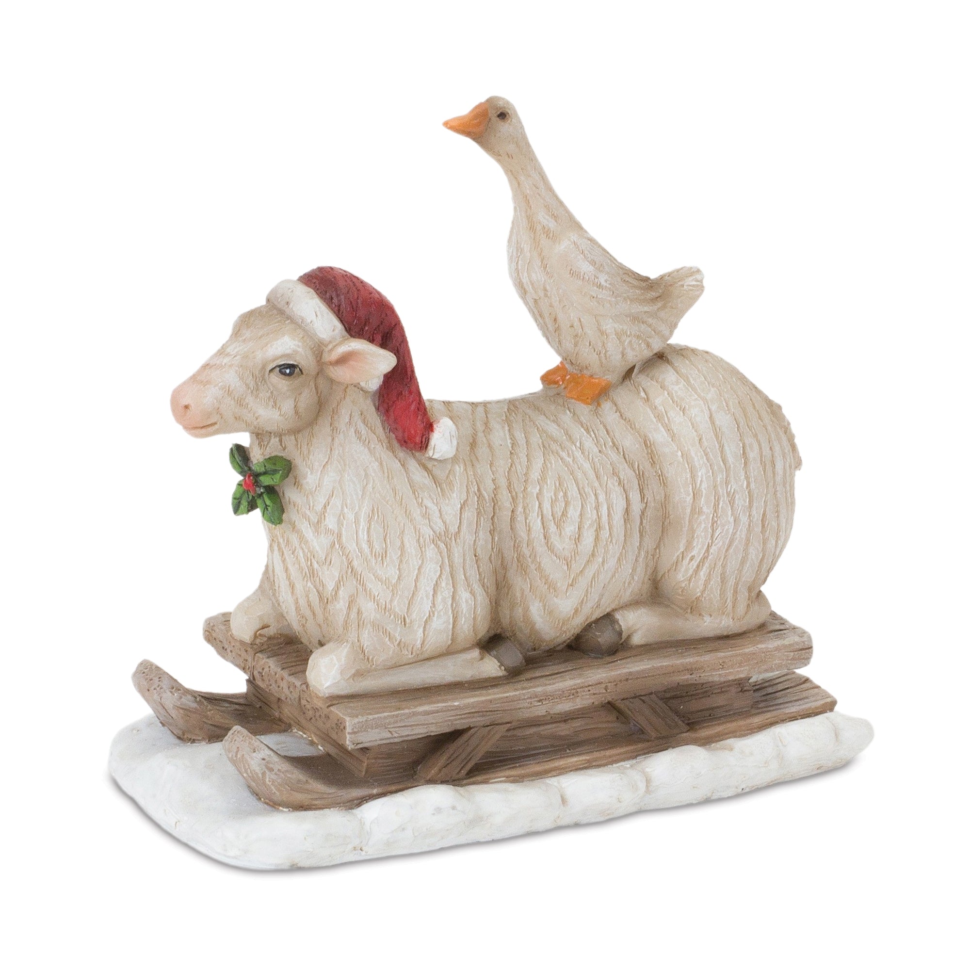 Farmhouse Santa on Sled Figurine (Set of 2)