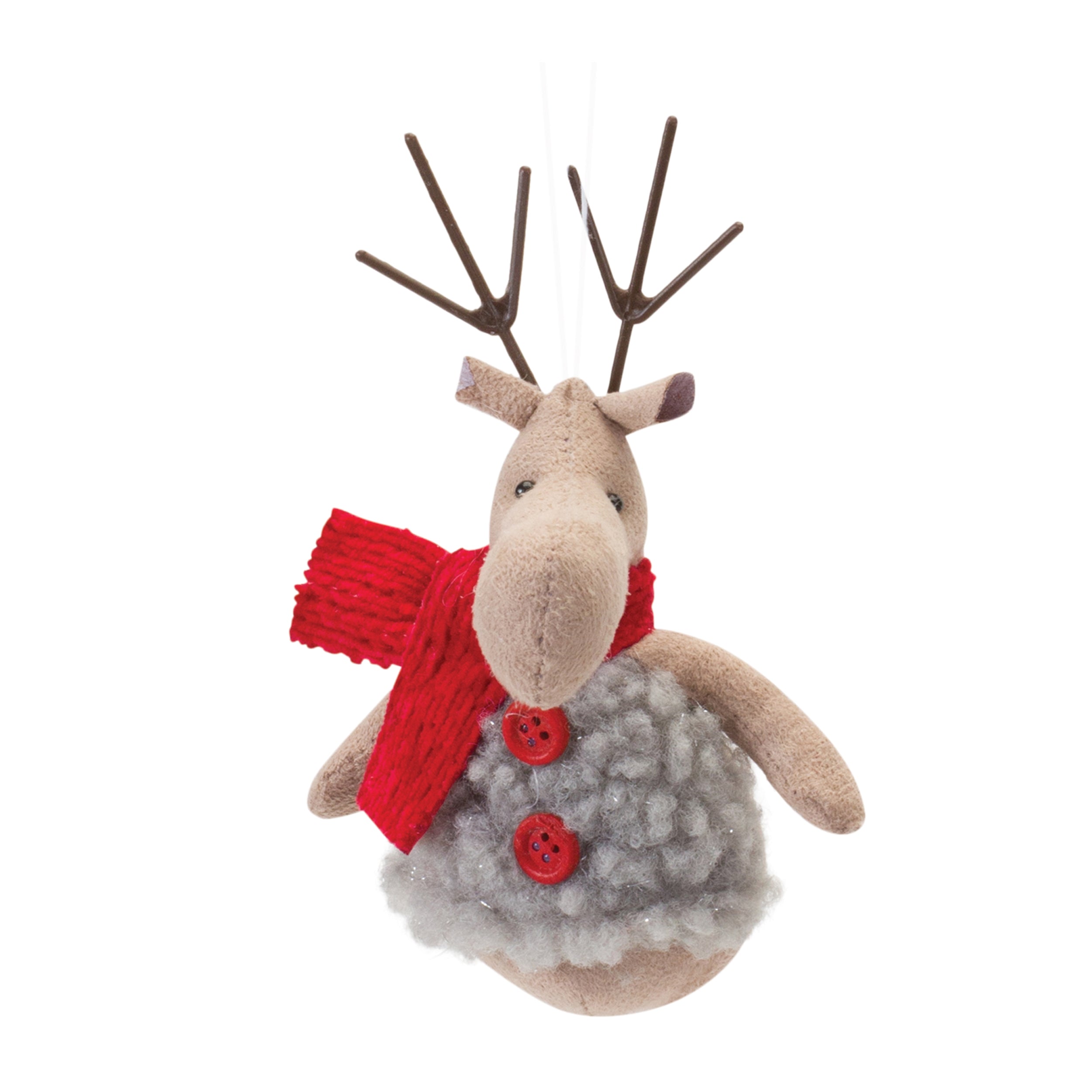 Plush Deer with Sweater Ornament (Set of 12)