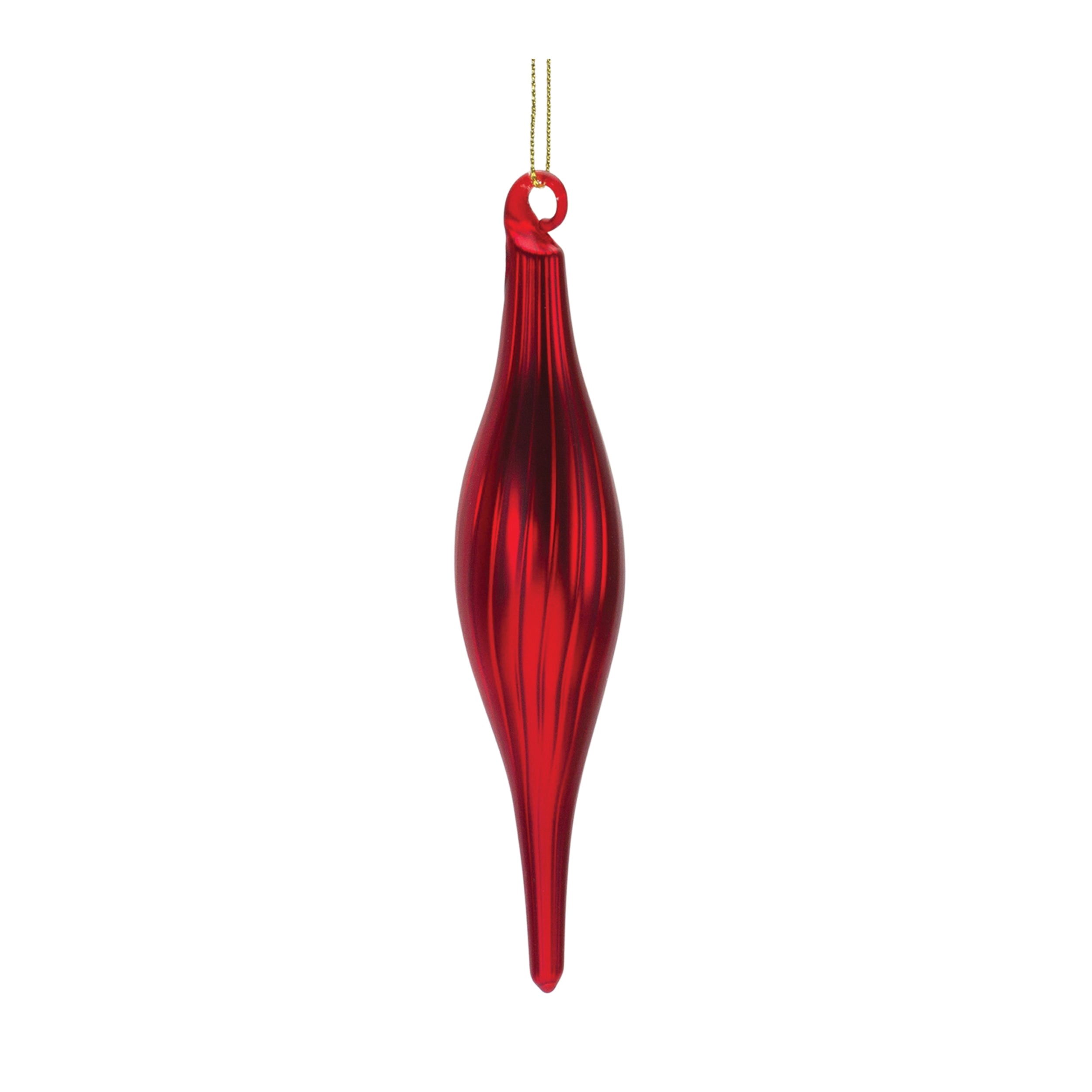 Ribbed Glass Finial Ornament (Set of 12)