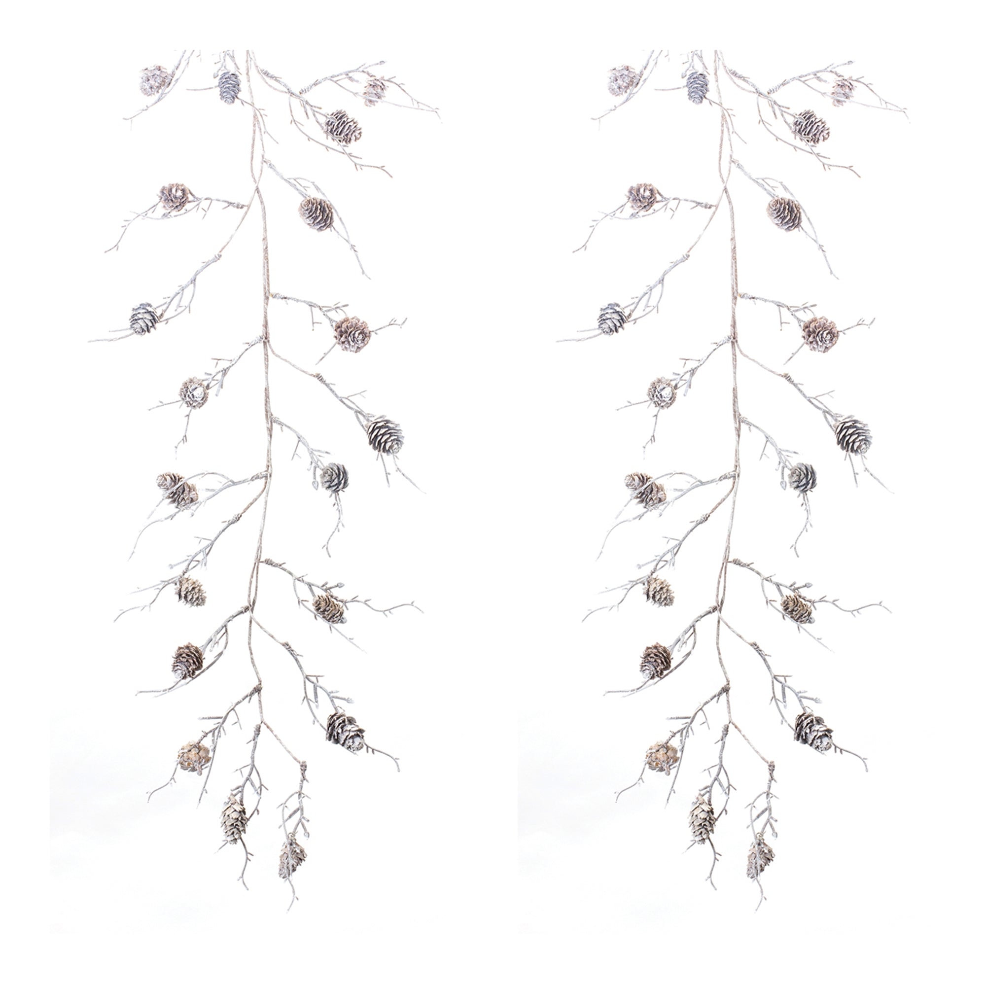 Flocked Pinecone Twig Garland (Set of 2)