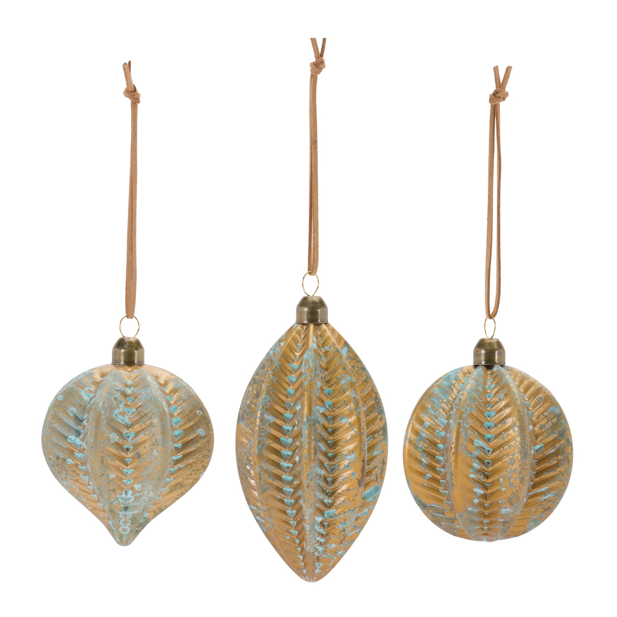 Distressed Ribbed Glass Ornament (Set of 12)