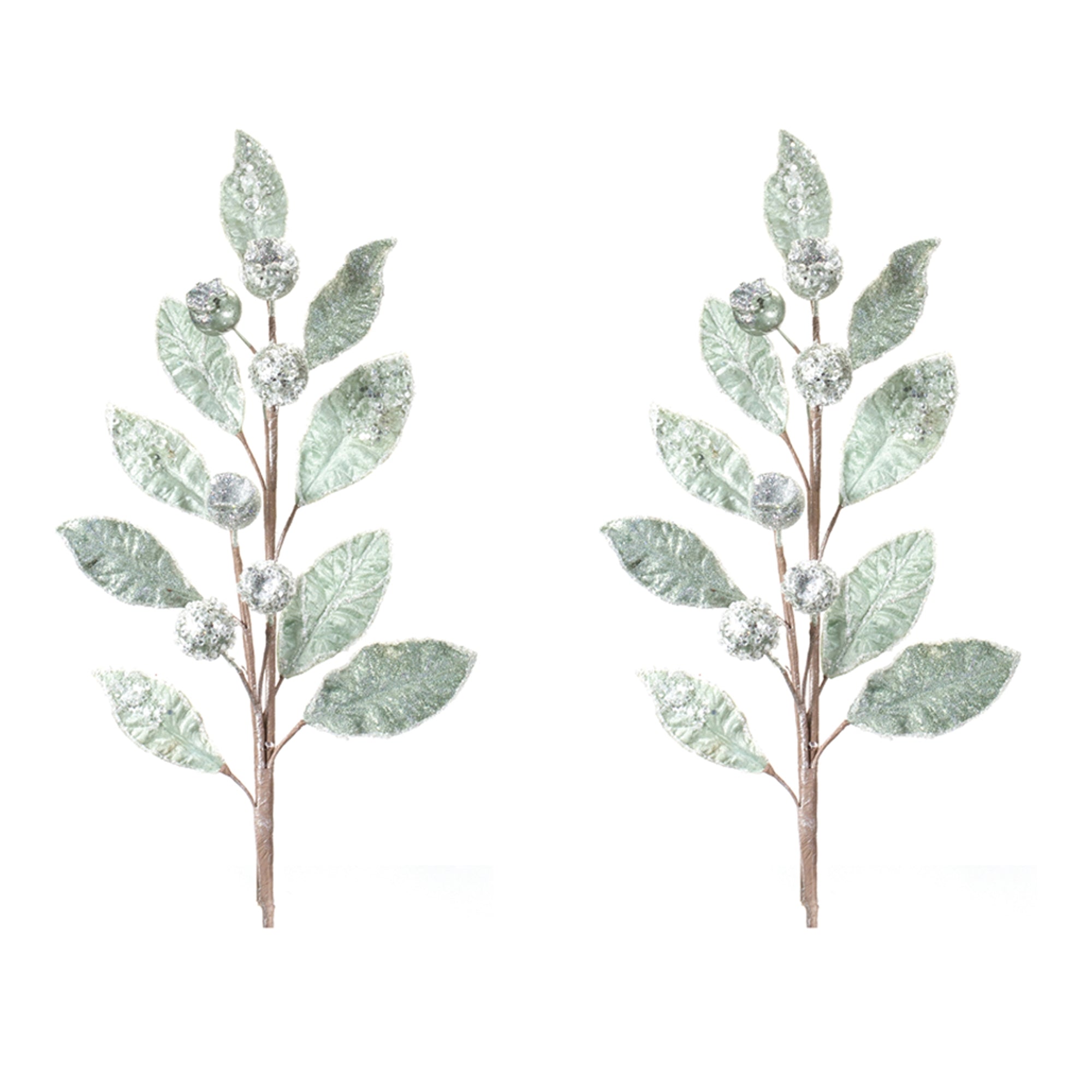 Glittered Pod Leaf Spray (Set of 2)