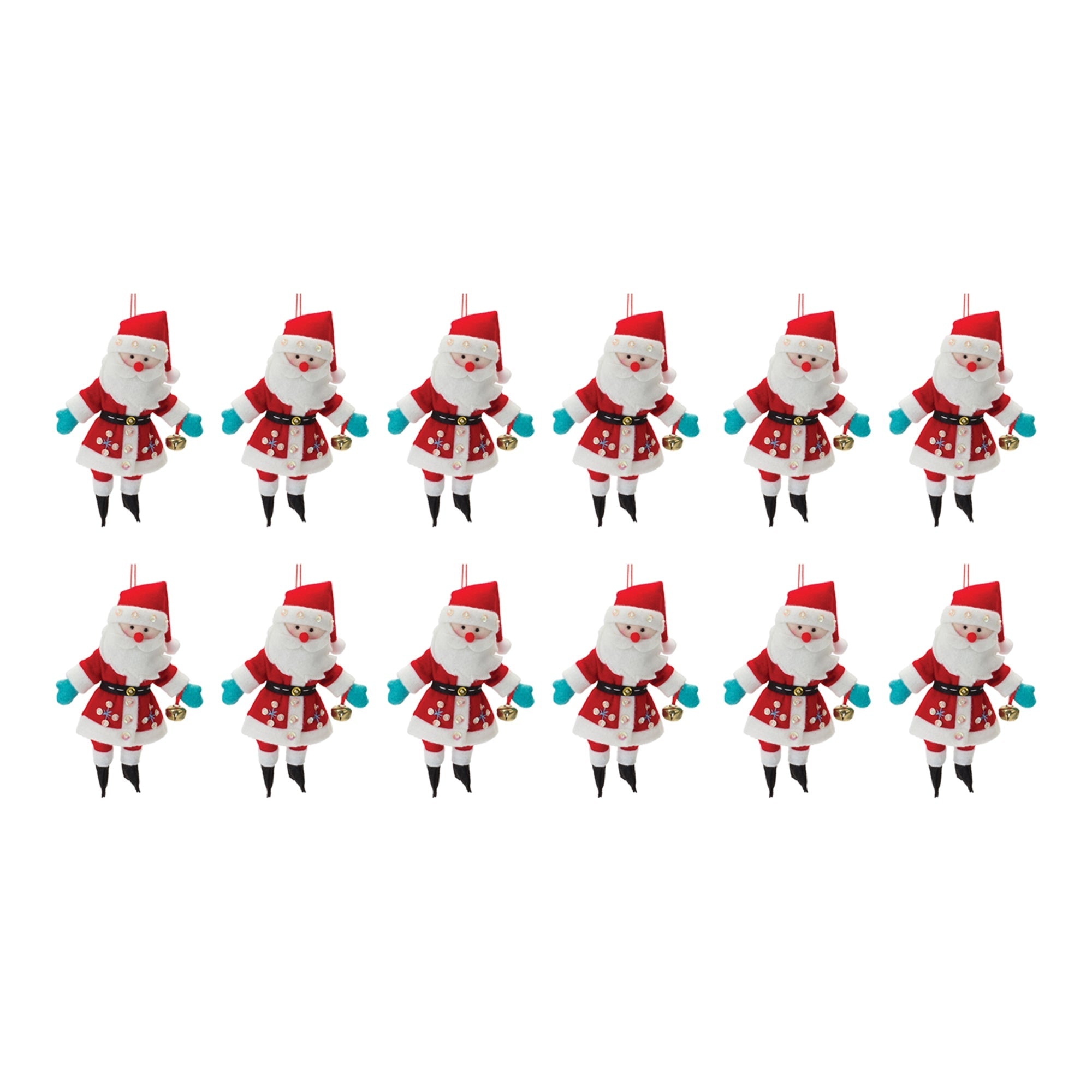 Plush Santa Ornament  (Set of 12)