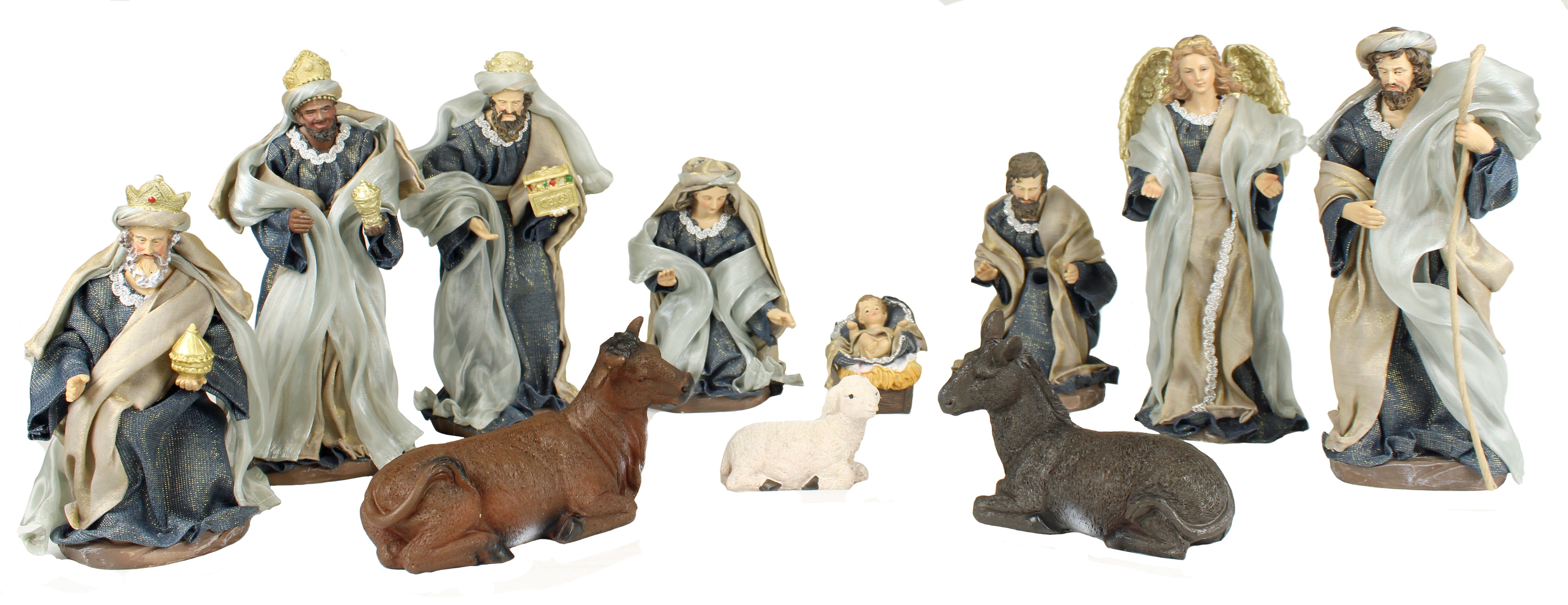 12" Hand painted Resin Nativity Scene - 3 Colors Available