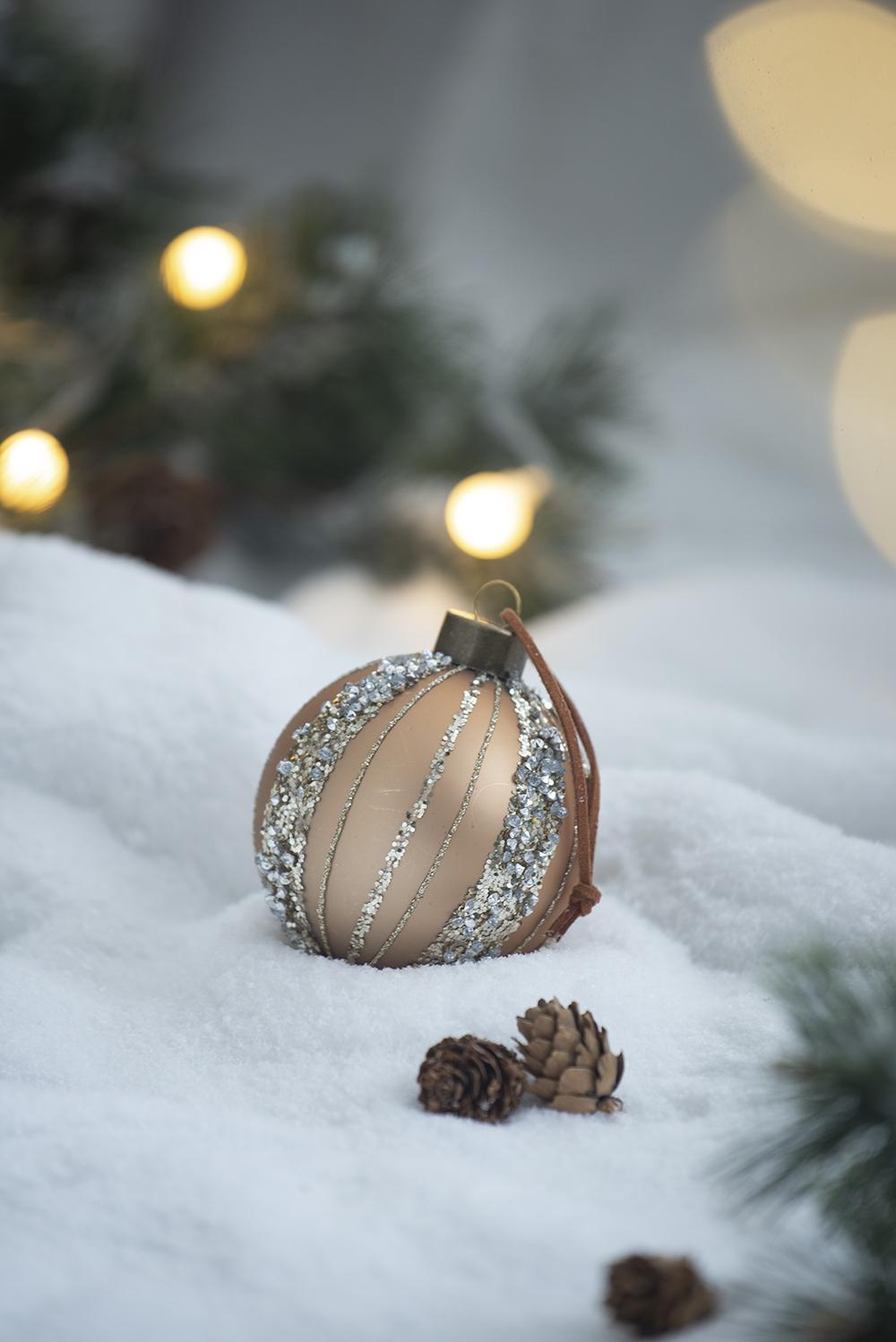 Gold and Silver Glitter  Christmas Ball Ornaments, Set of 12