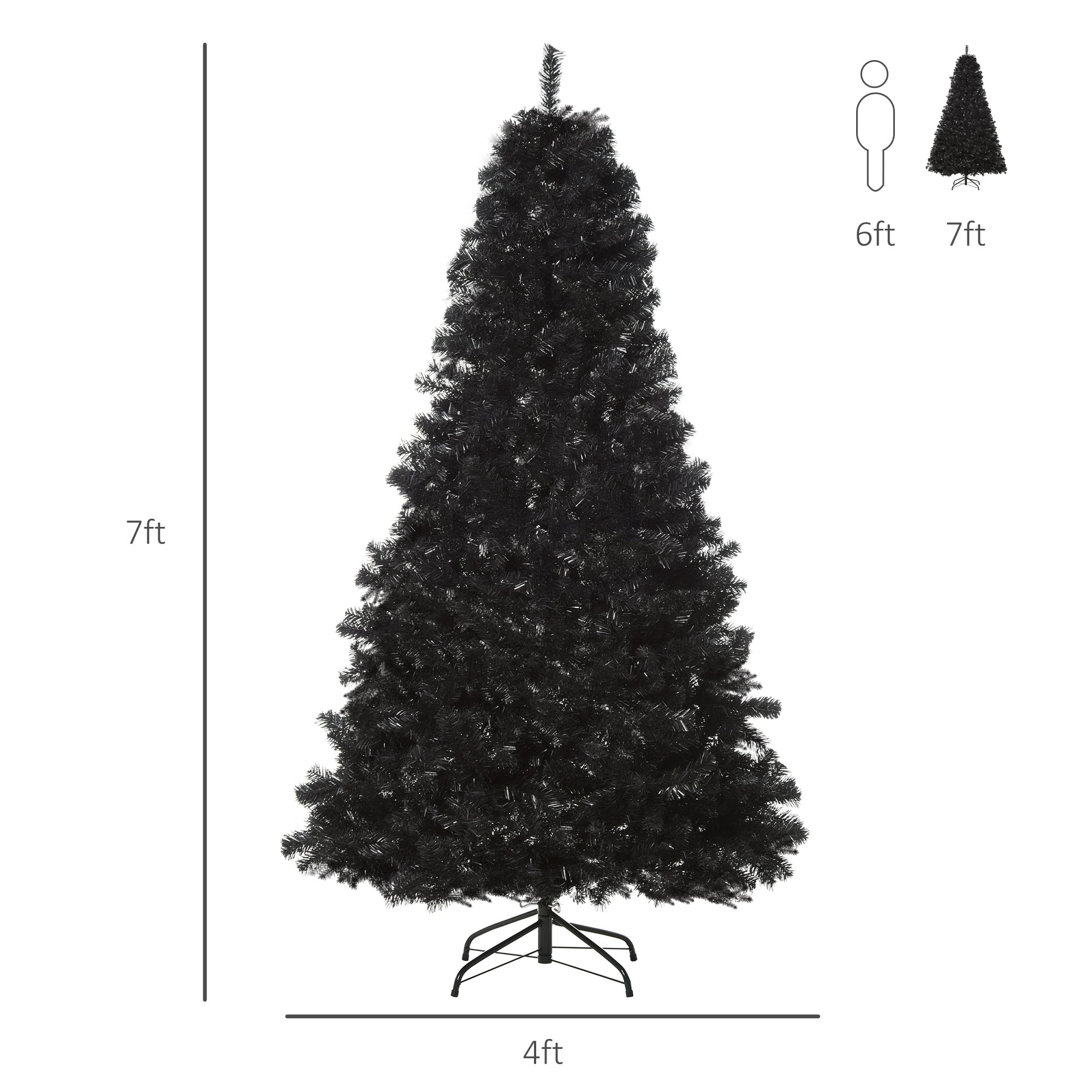 7ft  Christmas Tree Unlit Douglas Fir -Black Halloween Style