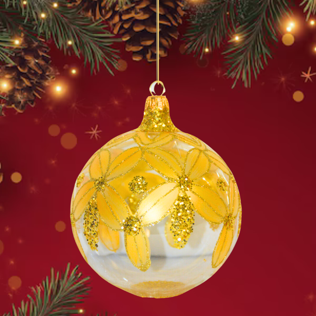 4" Hand Painted Italian Import Christmas Ornament- Golden Gilded  Décor