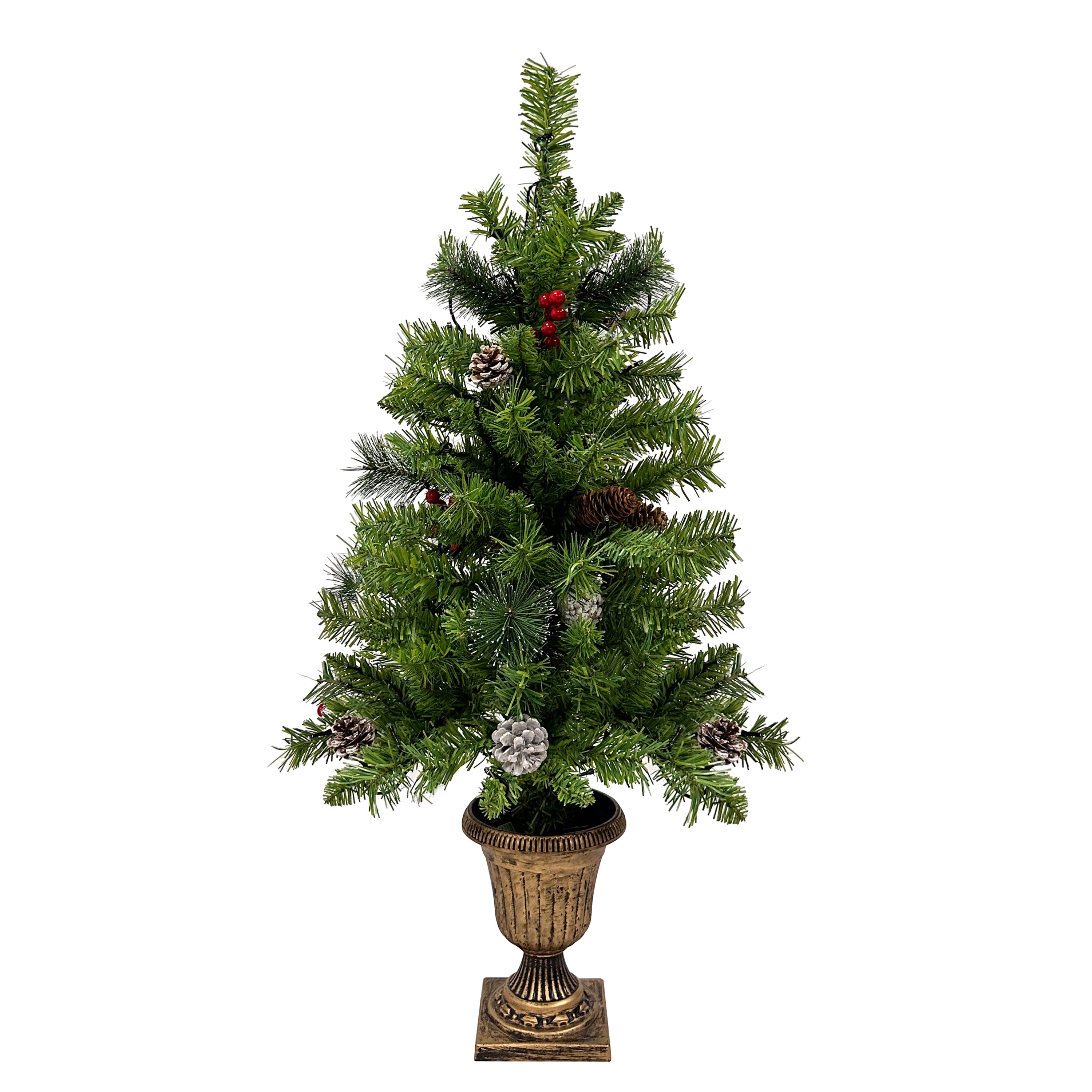 Pre-lit Xmas Tree Artificial Christmas 4-Piece Set,Garland, Wreath and Set of 2