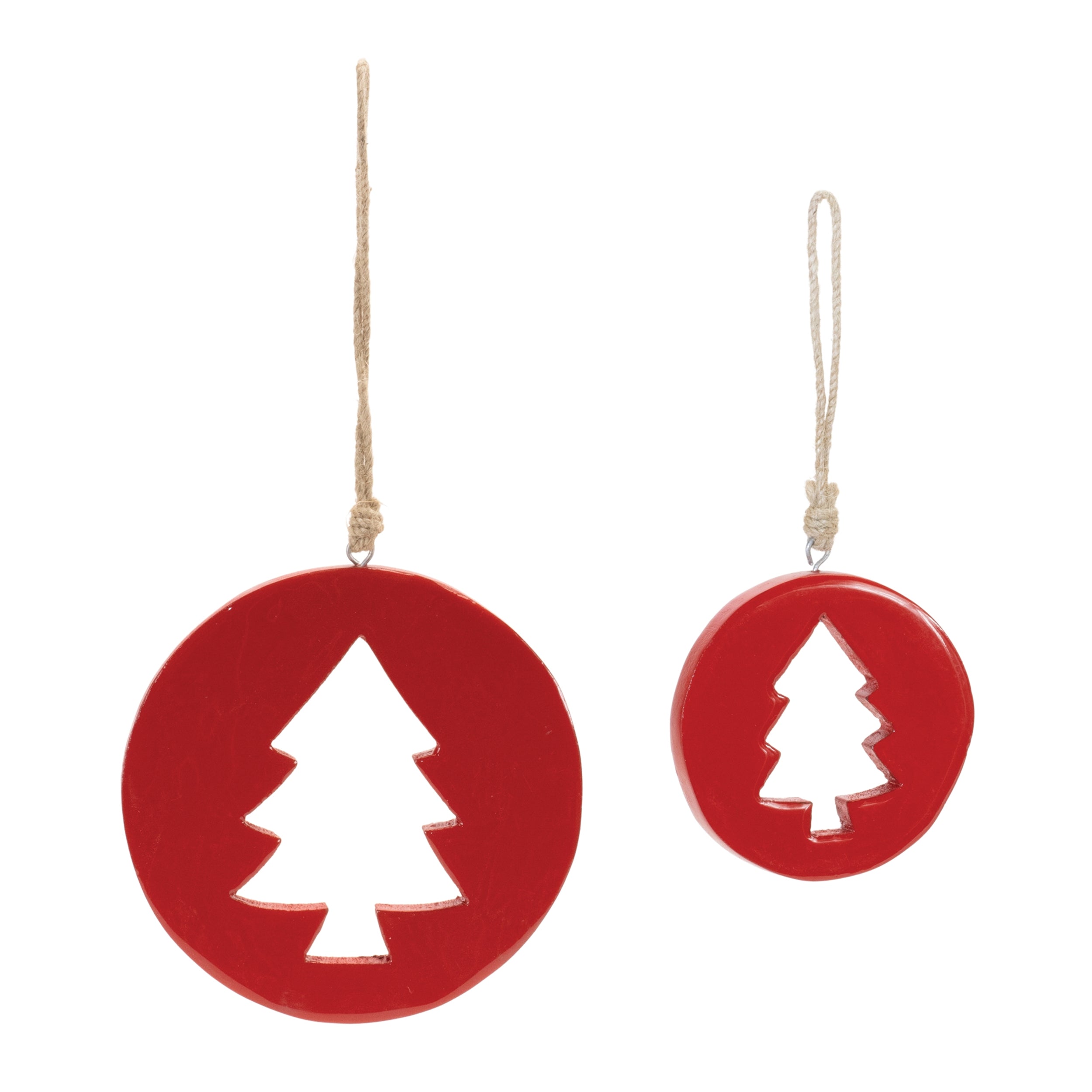 Red Wood Pine Tree Cut-Out Ornament (Set of 12)